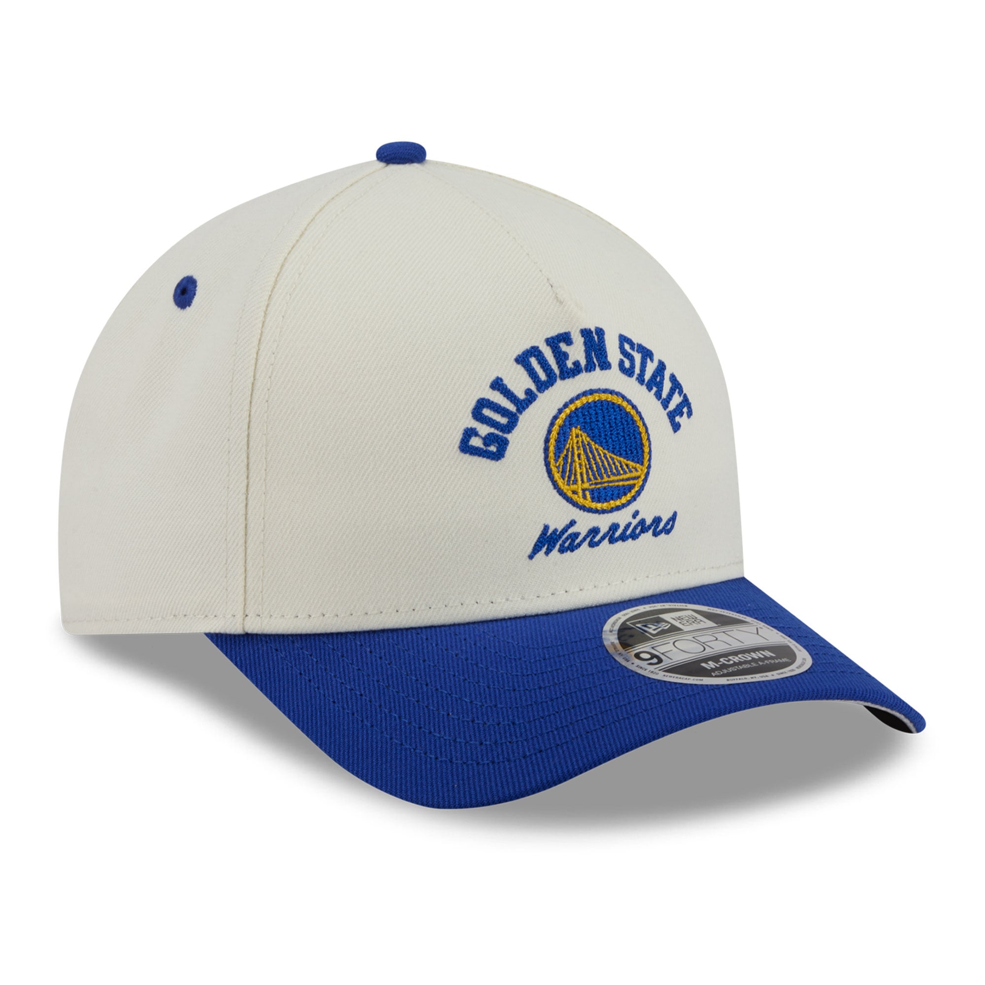 Men's New Era White/Royal Golden State Warriors Arch 9FORTY A-Frame M-Crown Adjustable Hat