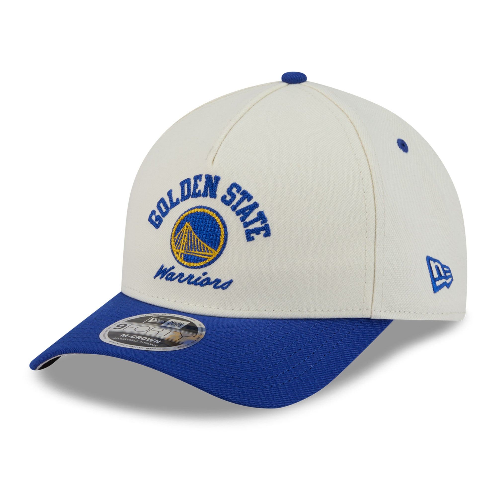 Men's New Era White/Royal Golden State Warriors Arch 9FORTY A-Frame M-Crown Adjustable Hat