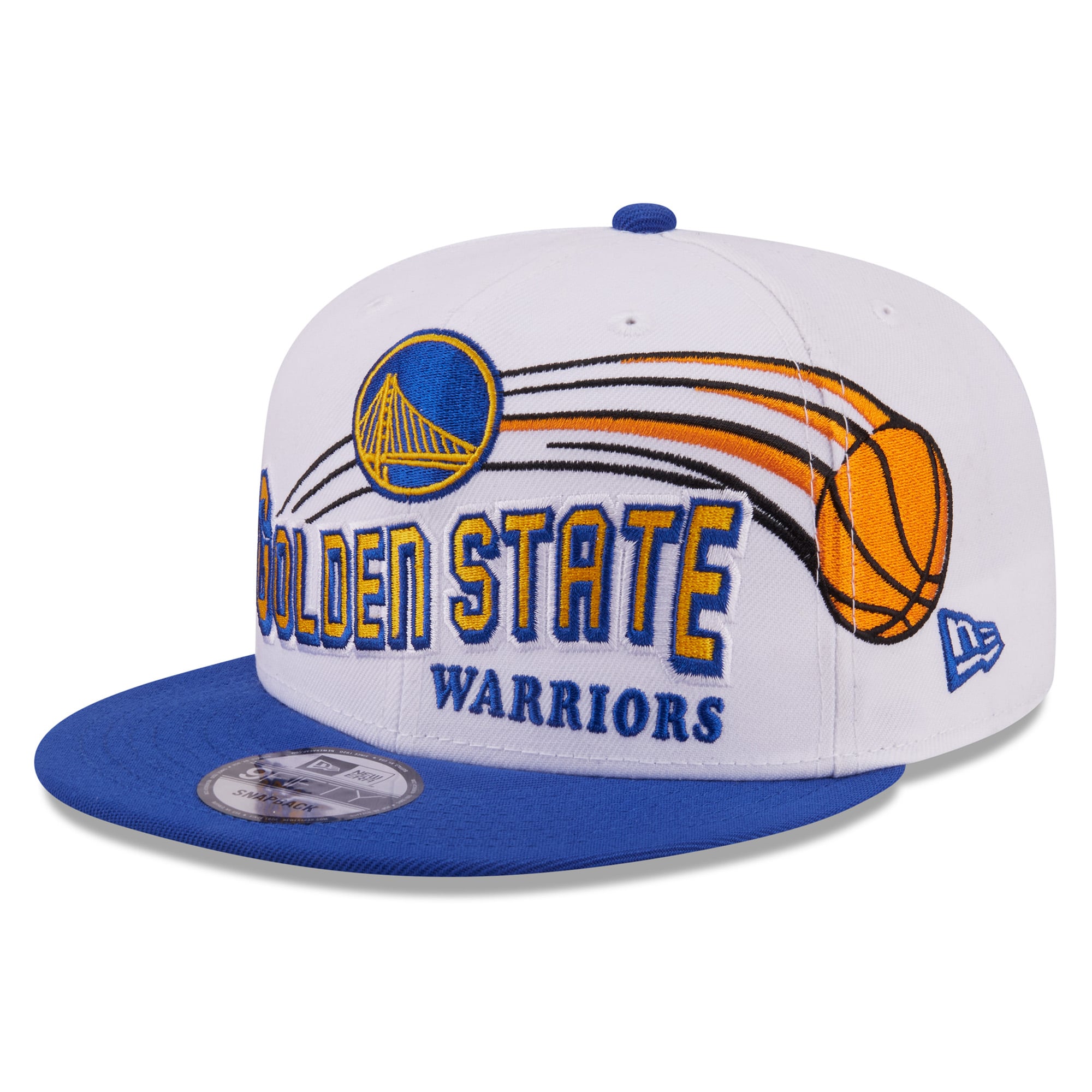 Men's New Era White/Royal Golden State Warriors Retro Swoop 9FIFTY Snapback Hat