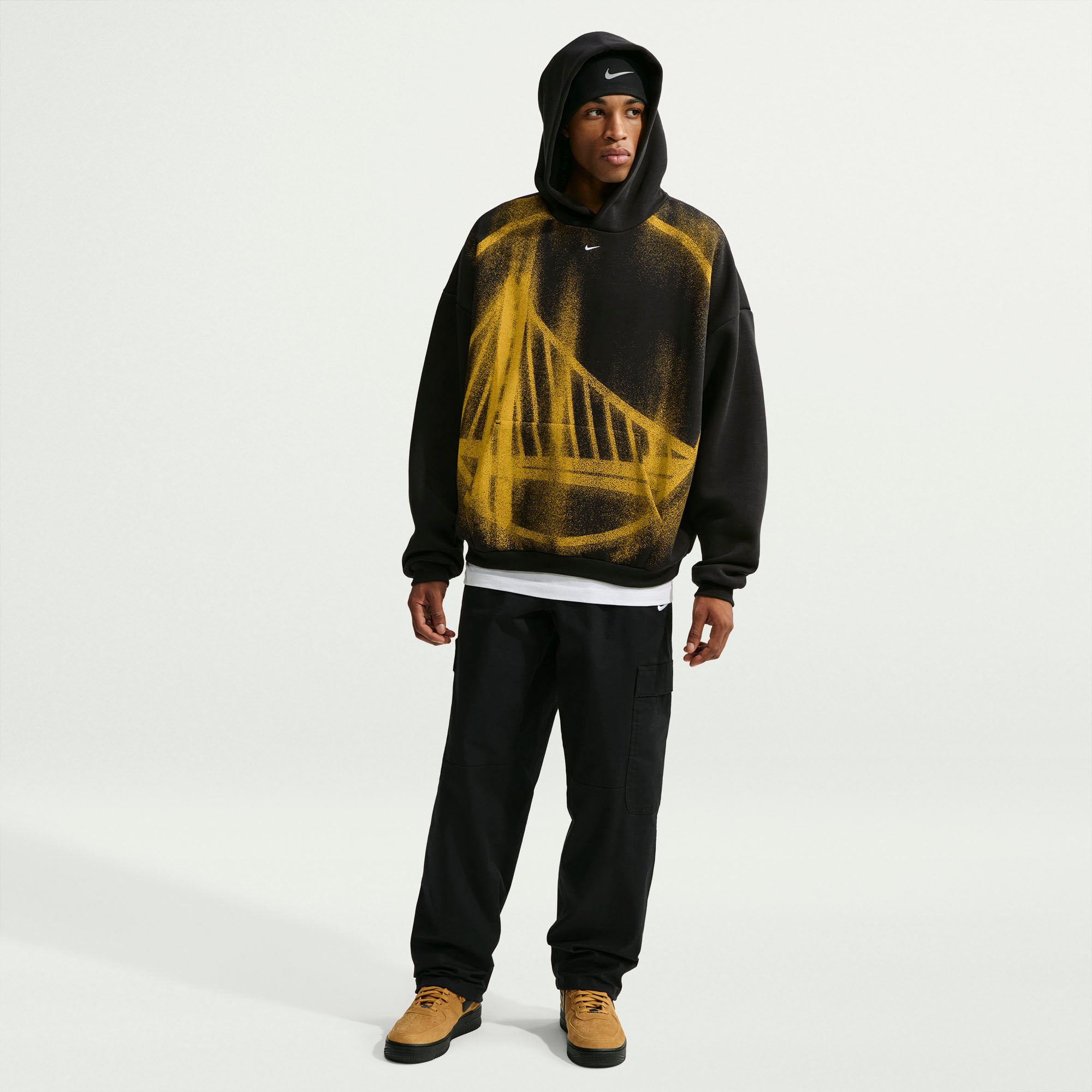 Sweat à capuche Nike Golden State Warriors 2026 Standard Issue Practice Icon Fleece noir pour homme