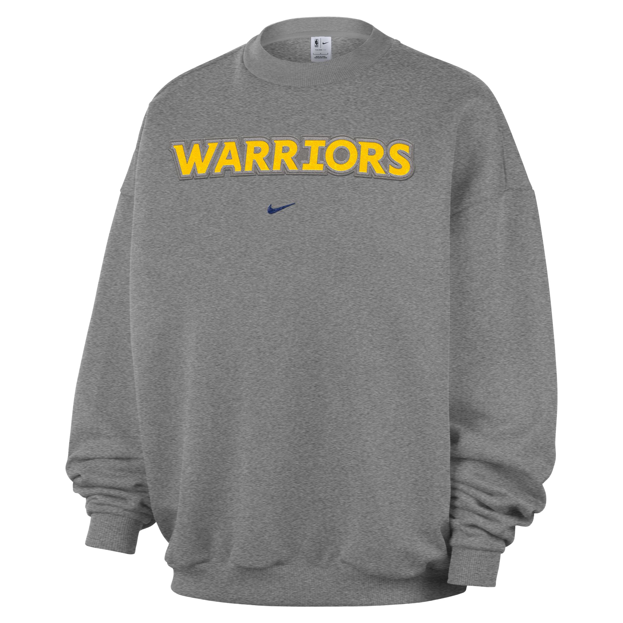 Men's Nike Dark Heather Gray Golden State Warriors Standard Issue Wordmark Fleece Crewneck Sweatshirt