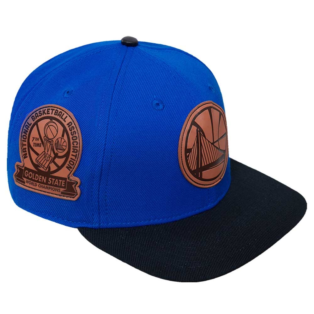 Men's Pro Standard Royal Golden State Warriors Heritage Leather Patch Snapback Hat