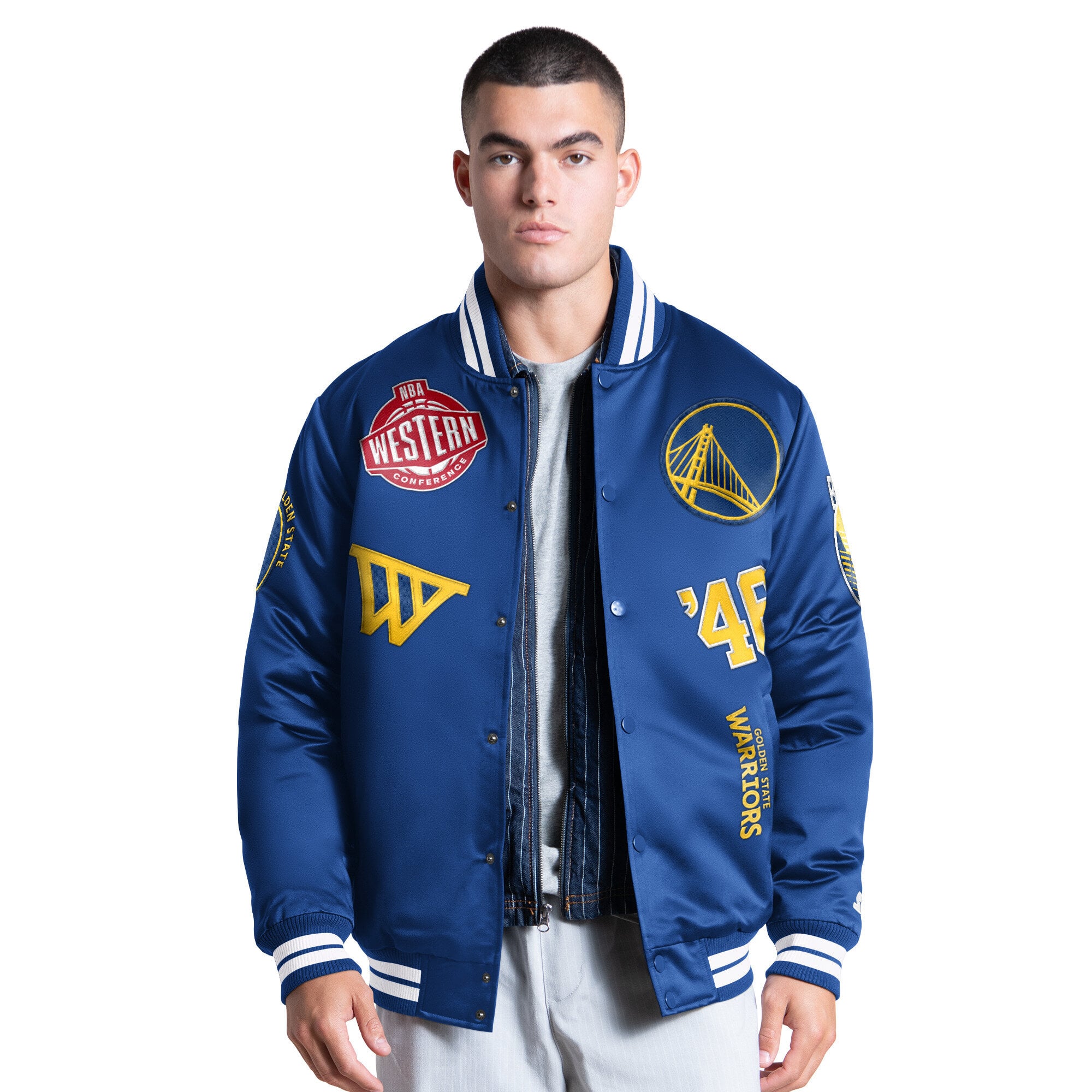 Veste universitaire Starter Royal Golden State Warriors Elite à boutons-pression pour homme