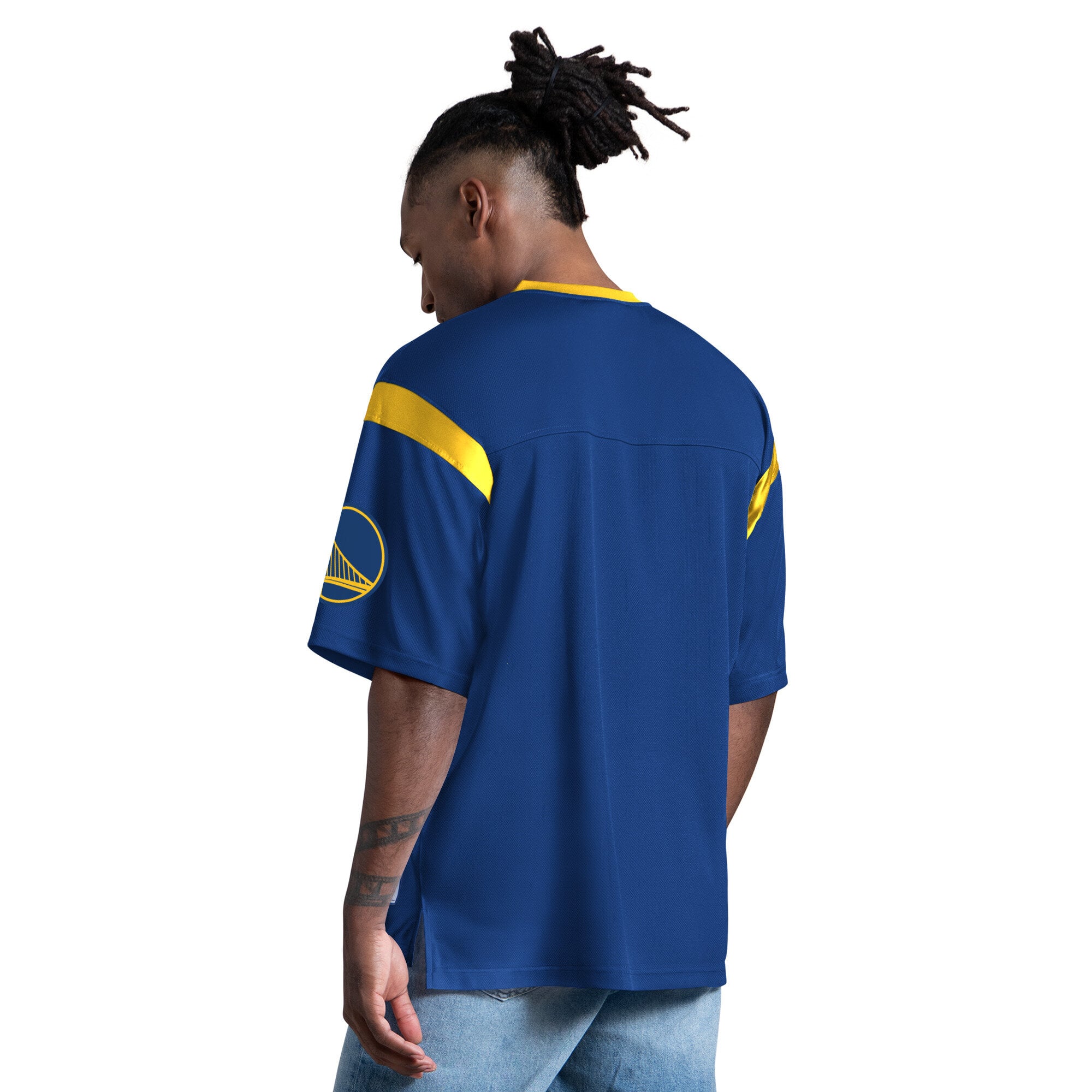 T-shirt à col en V bleu roi pour homme, modèle Starter Golden State Warriors Game Day