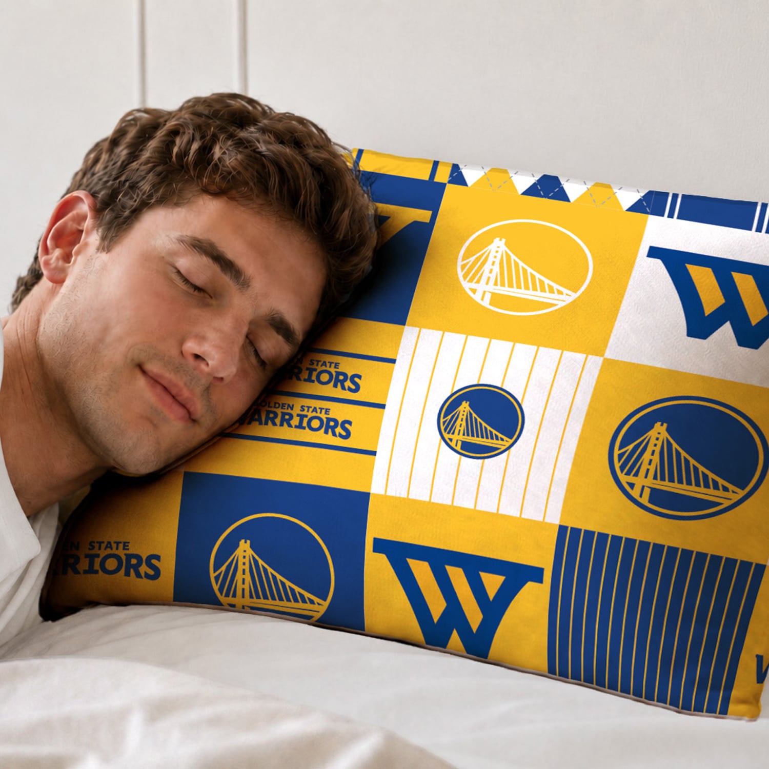 Ensemble de literie trois pièces à carreaux patchwork Pegasus Golden State Warriors (grand lit/queen)