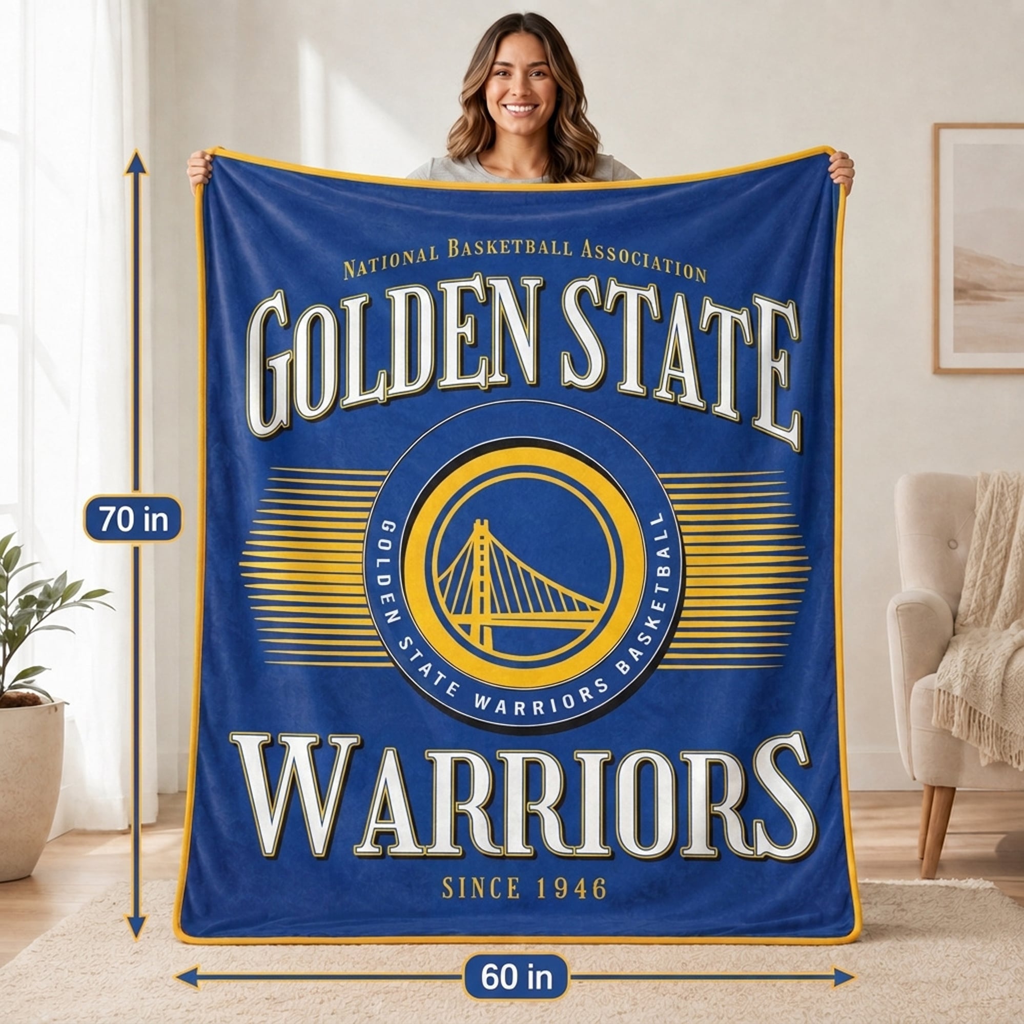 Couverture ultra douce Pegasus Golden State Warriors Spotlight Arch 60" x 70"