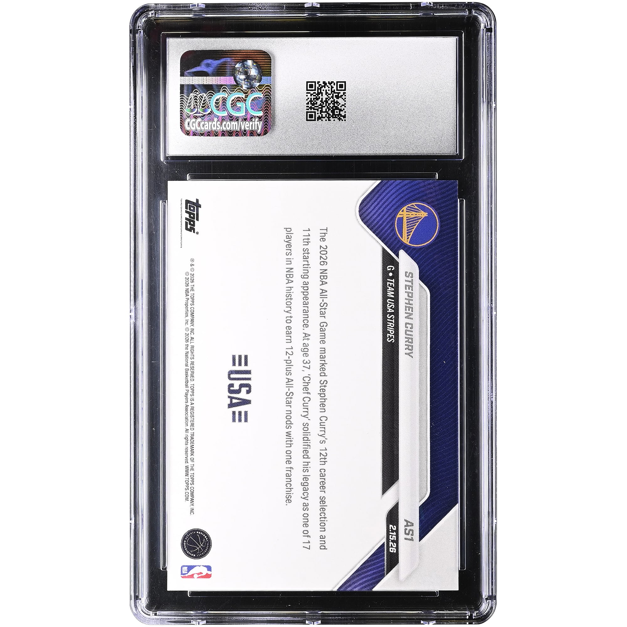 Stephen Curry Golden State Warriors 2025-26 Topps Now All-Star Game #AS1 CGC Authenticated 10 Card