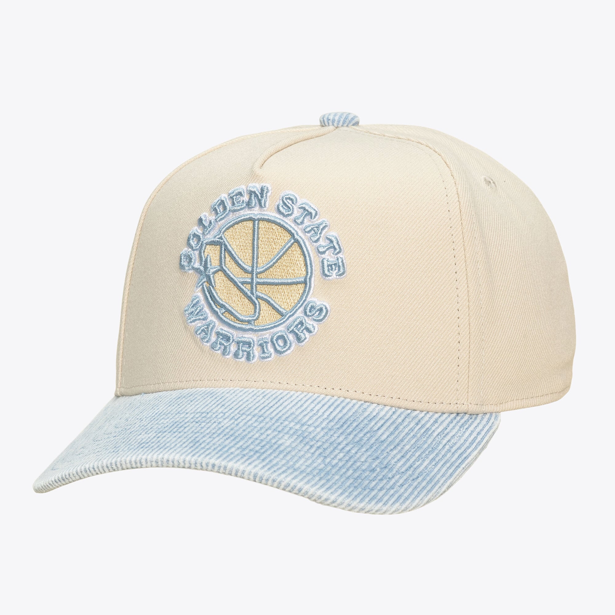 Unisex Golden State Warriors Mitchell & Ness Cream/Light Blue Faded Pro Snapback Hat