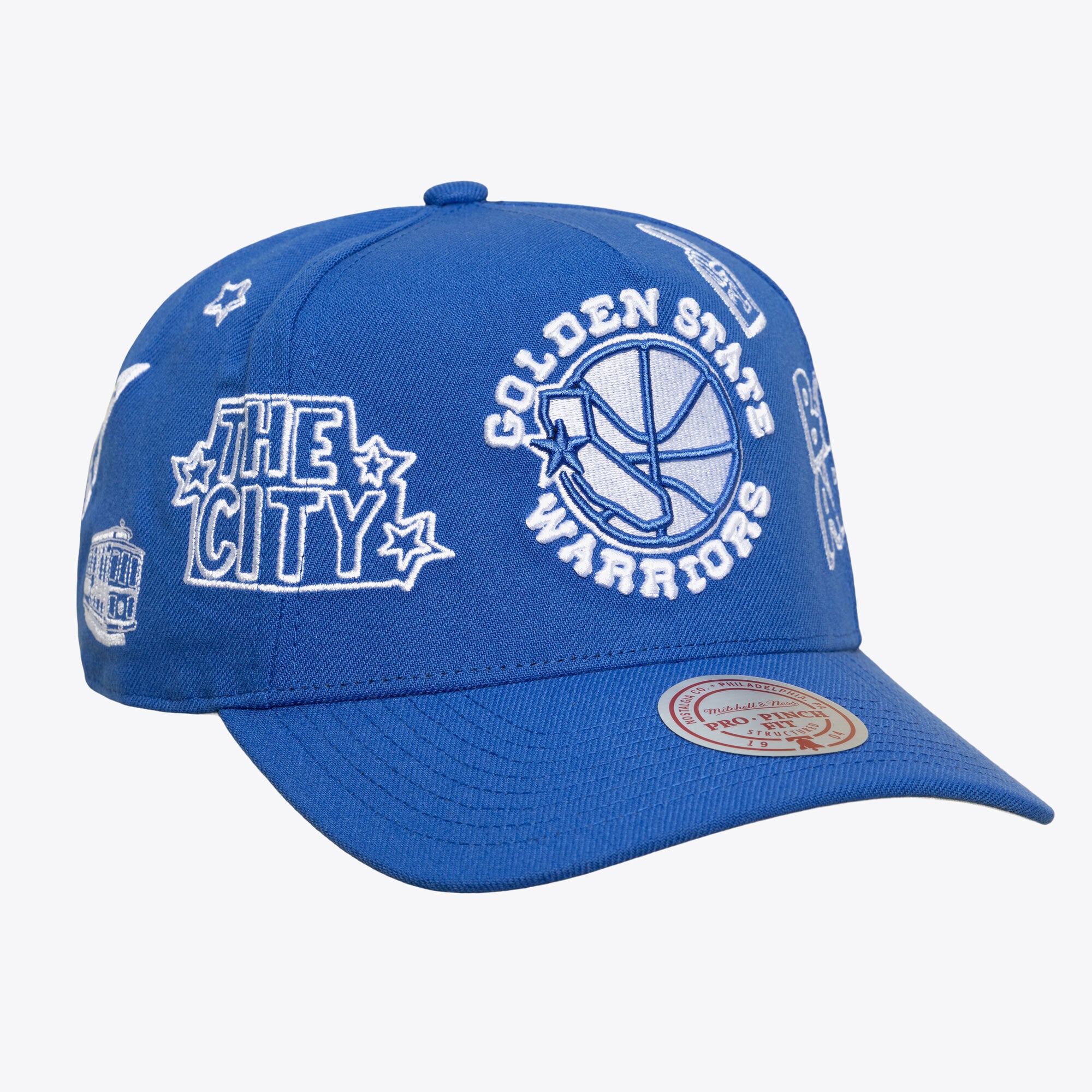Casquette unisexe Mitchell & Ness Royal Golden State Warriors Hardwood Classics Downtown Doodle Pro