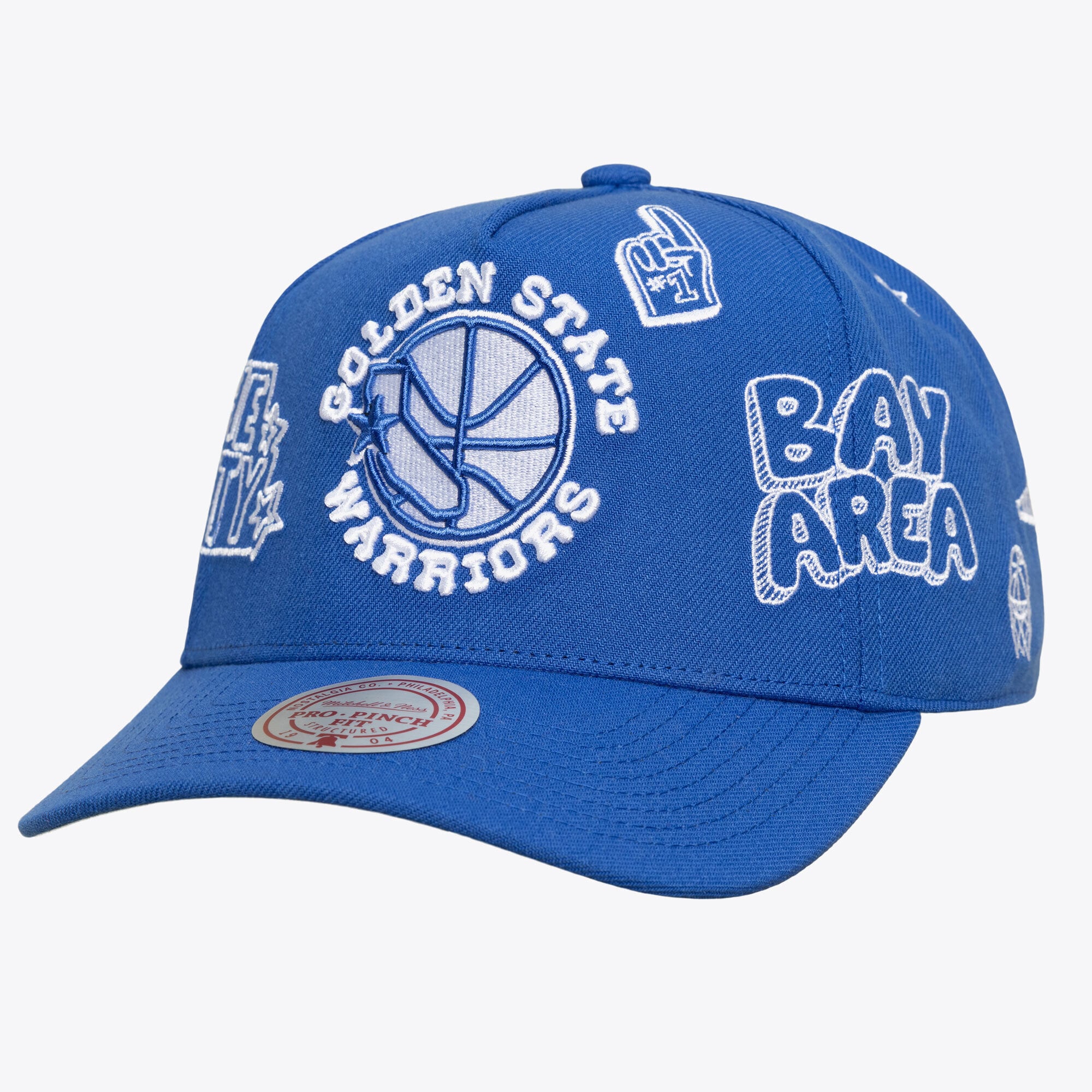 Casquette unisexe Mitchell & Ness Royal Golden State Warriors Hardwood Classics Downtown Doodle Pro