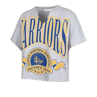 Golden State Warriors '47 Women's Banners Out Oversized Notch Neck T-Shirt - Gray