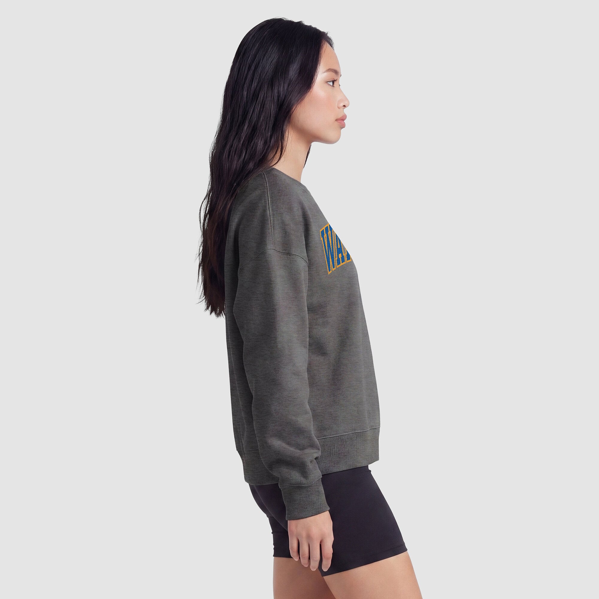 Sweat-shirt à col rond contrasté Champion pour femme, gris chiné, Golden State Warriors