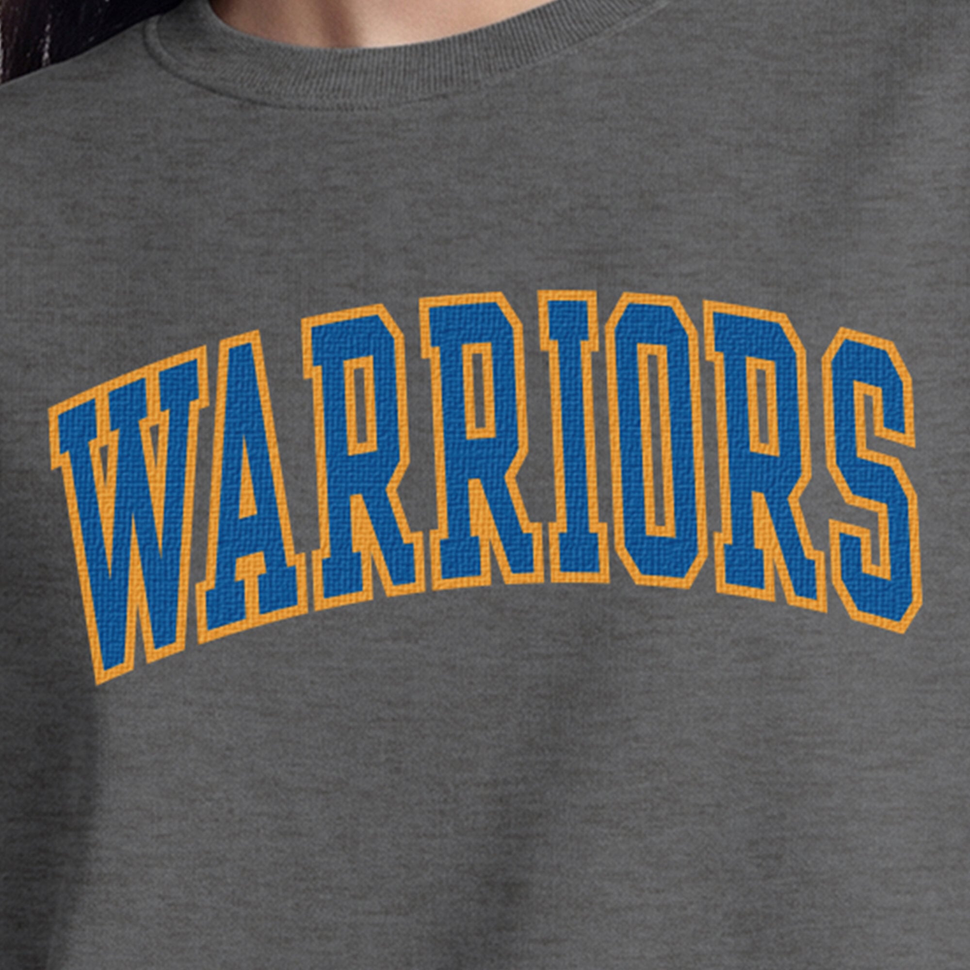 Sweat-shirt à col rond contrasté Champion pour femme, gris chiné, Golden State Warriors