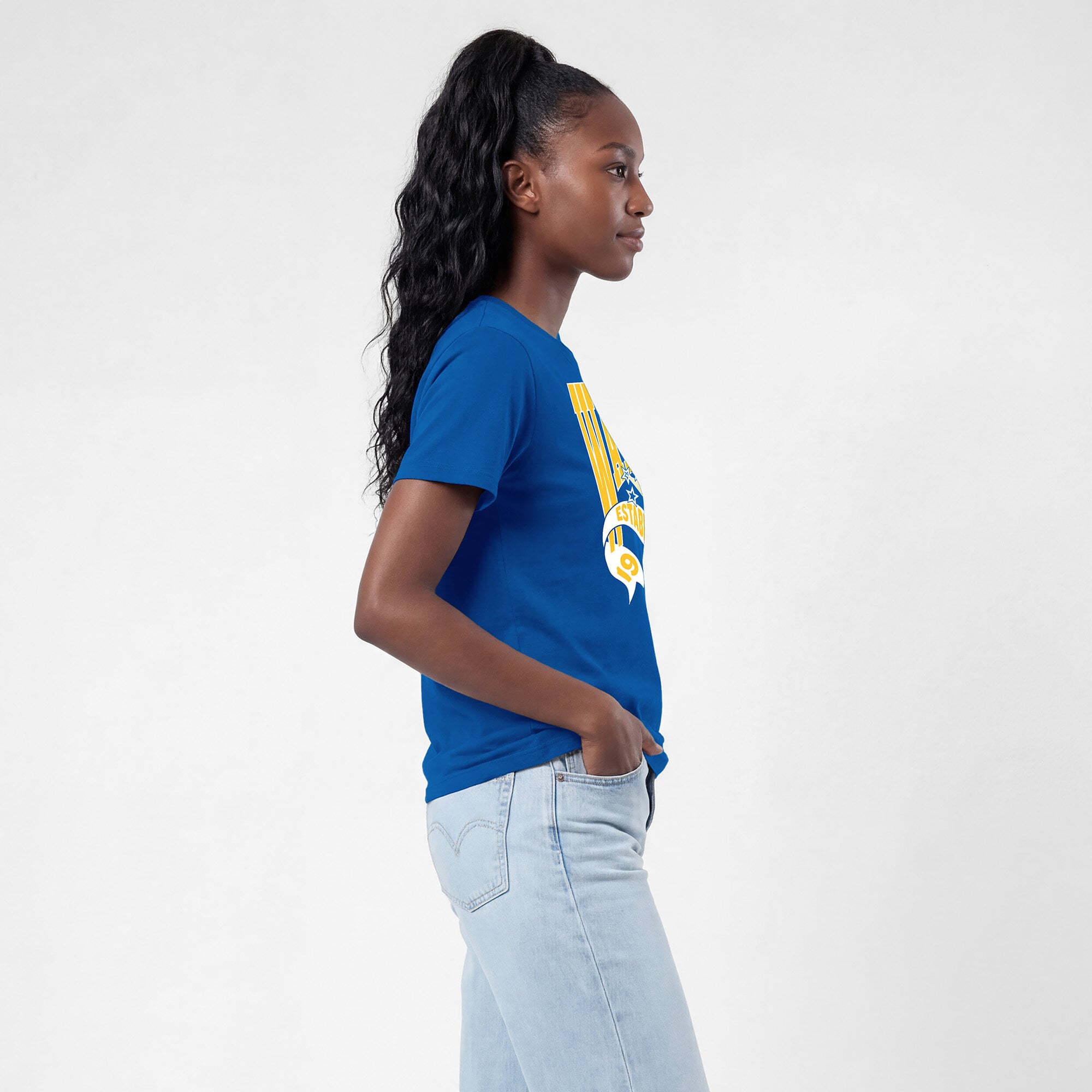 T-shirt féminin Champion Royal Golden State Warriors avec bannière