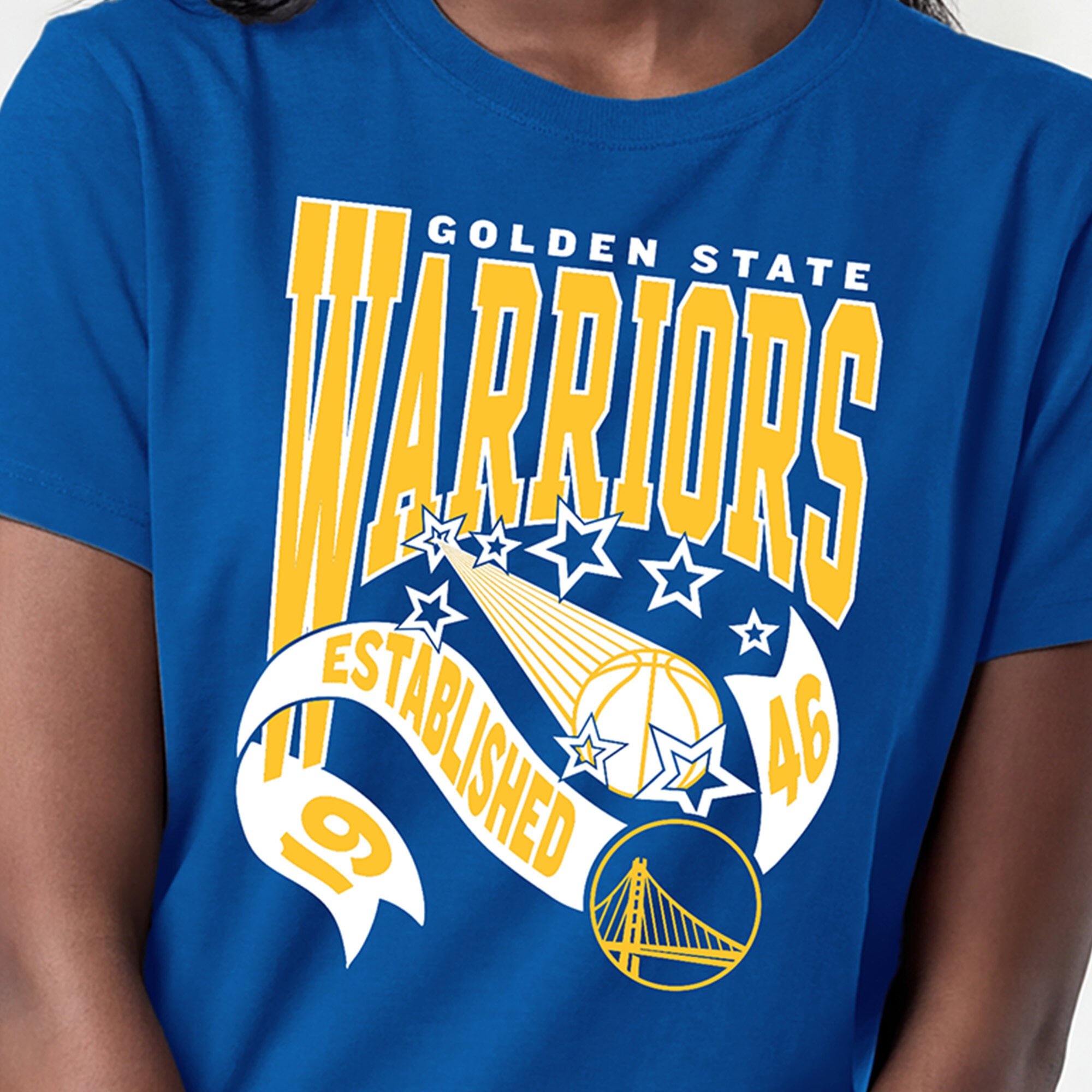 T-shirt féminin Champion Royal Golden State Warriors avec bannière