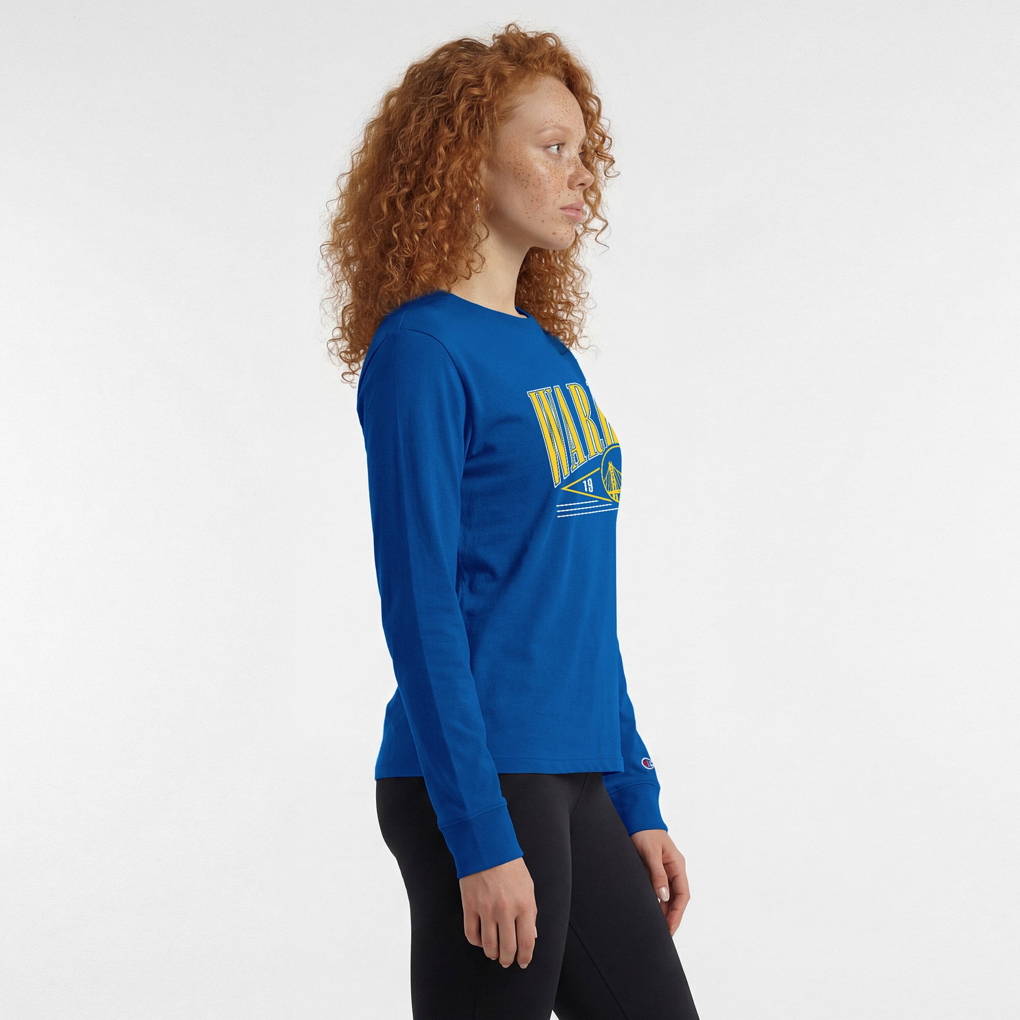 T-shirt à manches longues Champion Royal Golden State Warriors pour femmes