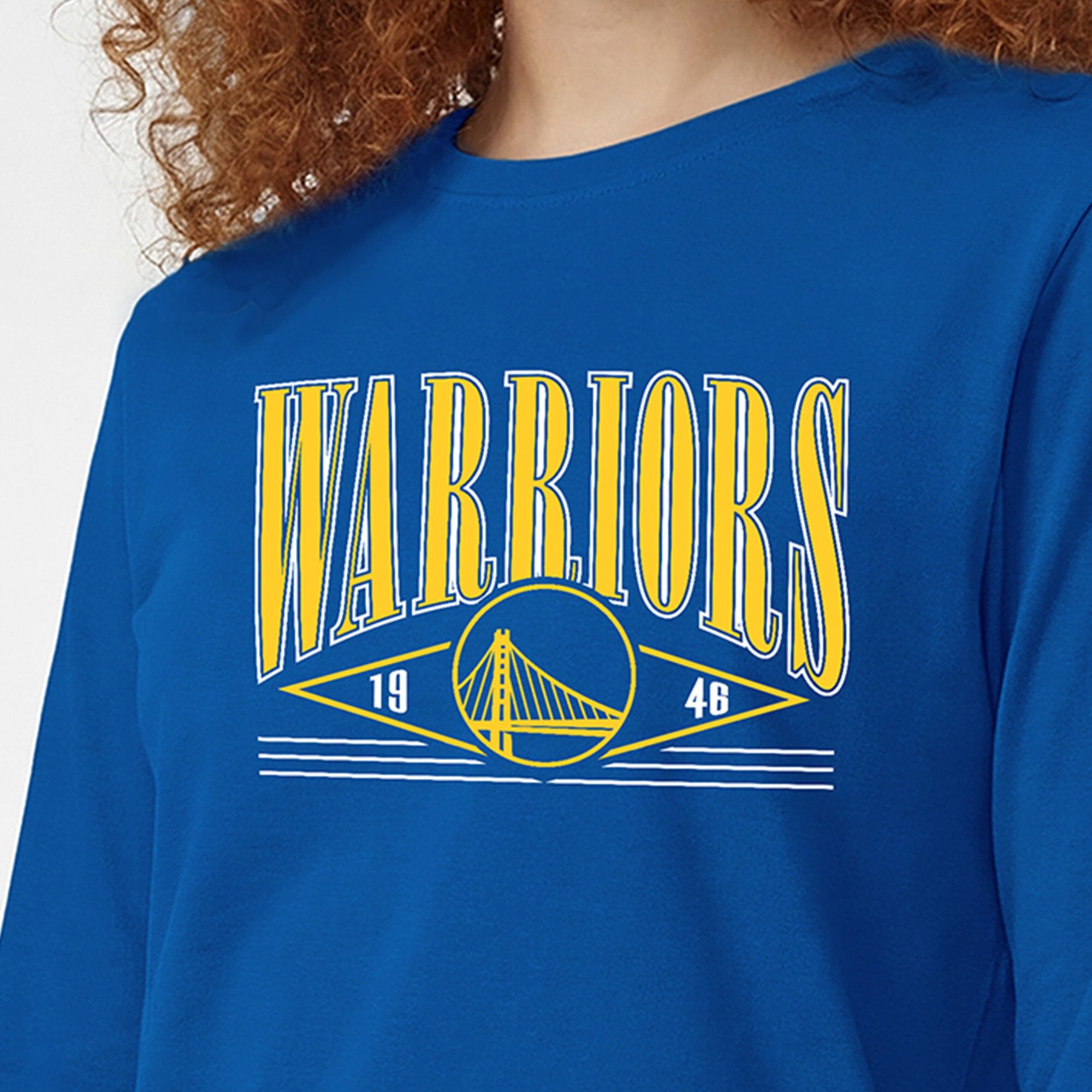 T-shirt à manches longues Champion Royal Golden State Warriors pour femmes