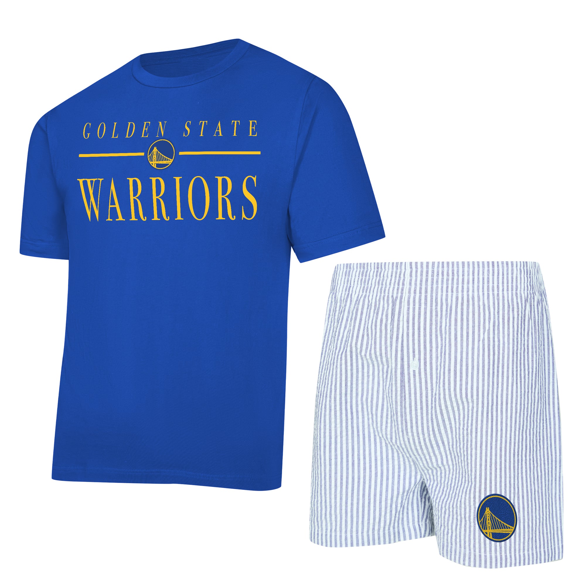 Ensemble pyjama t-shirt et short Copeland Golden State Warriors pour femme, coloris royal/blanc