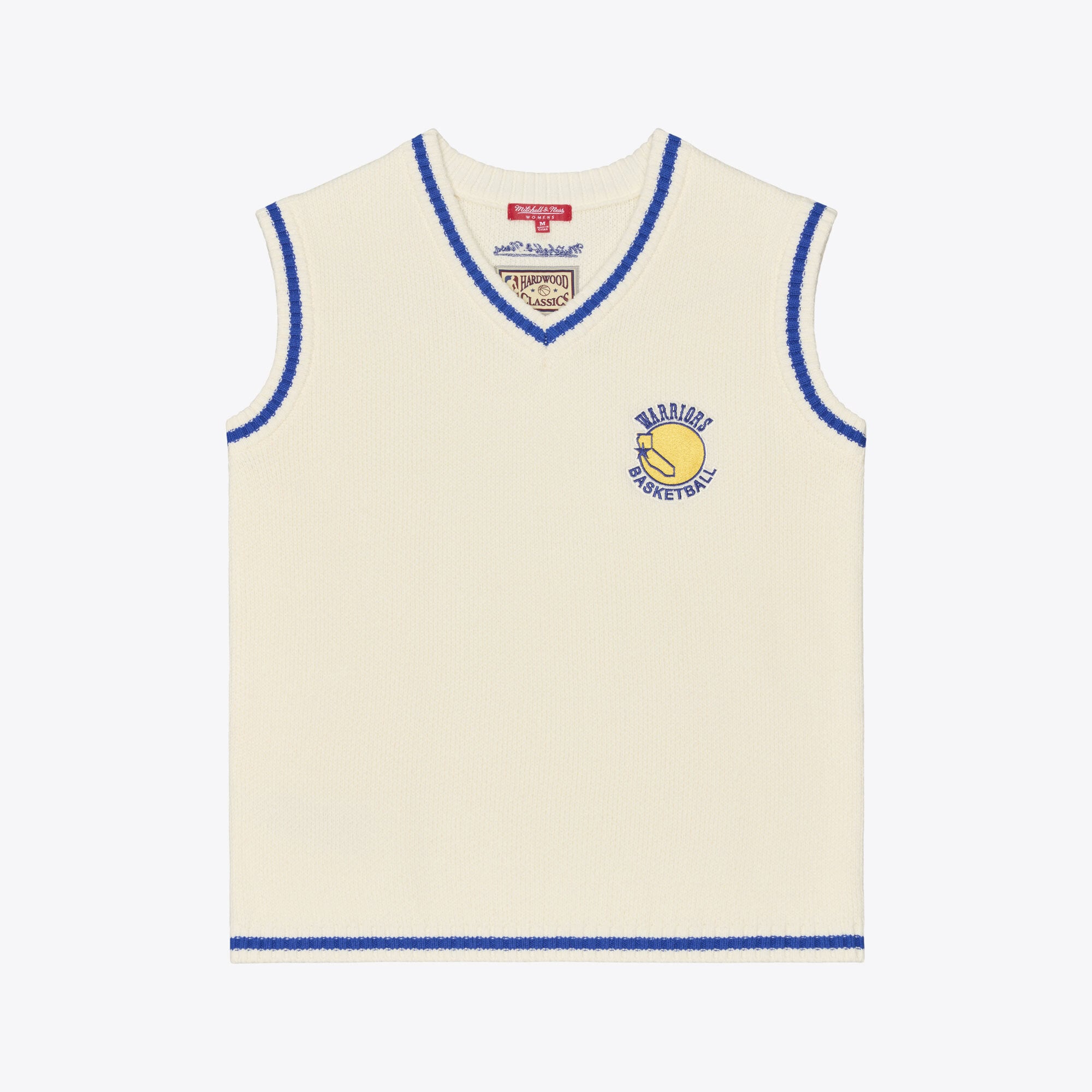 Women's Mitchell & Ness Cream Golden State Warriors Retro Roots Sweater Vest