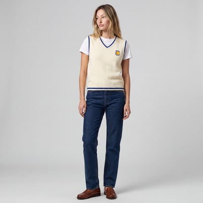 Golden State Warriors Mitchell & Ness Women's Retro Roots V-Neck Sweater Vest - Cream
