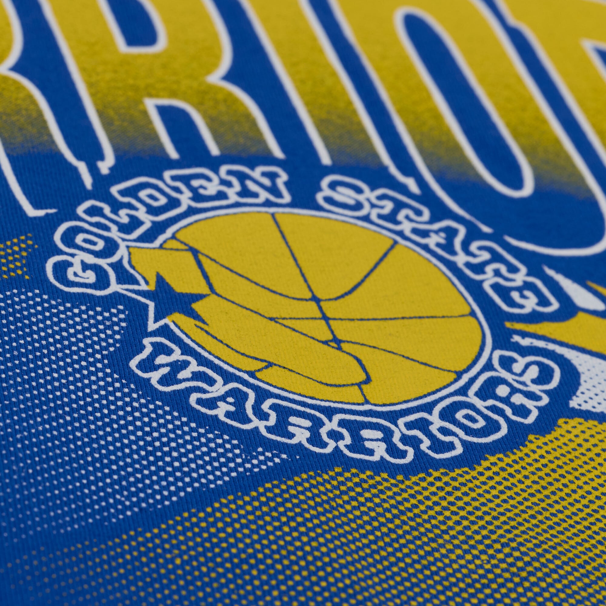 T-shirt court à imprimé graphique Golden State Warriors Royal de Mitchell & Ness pour femmes