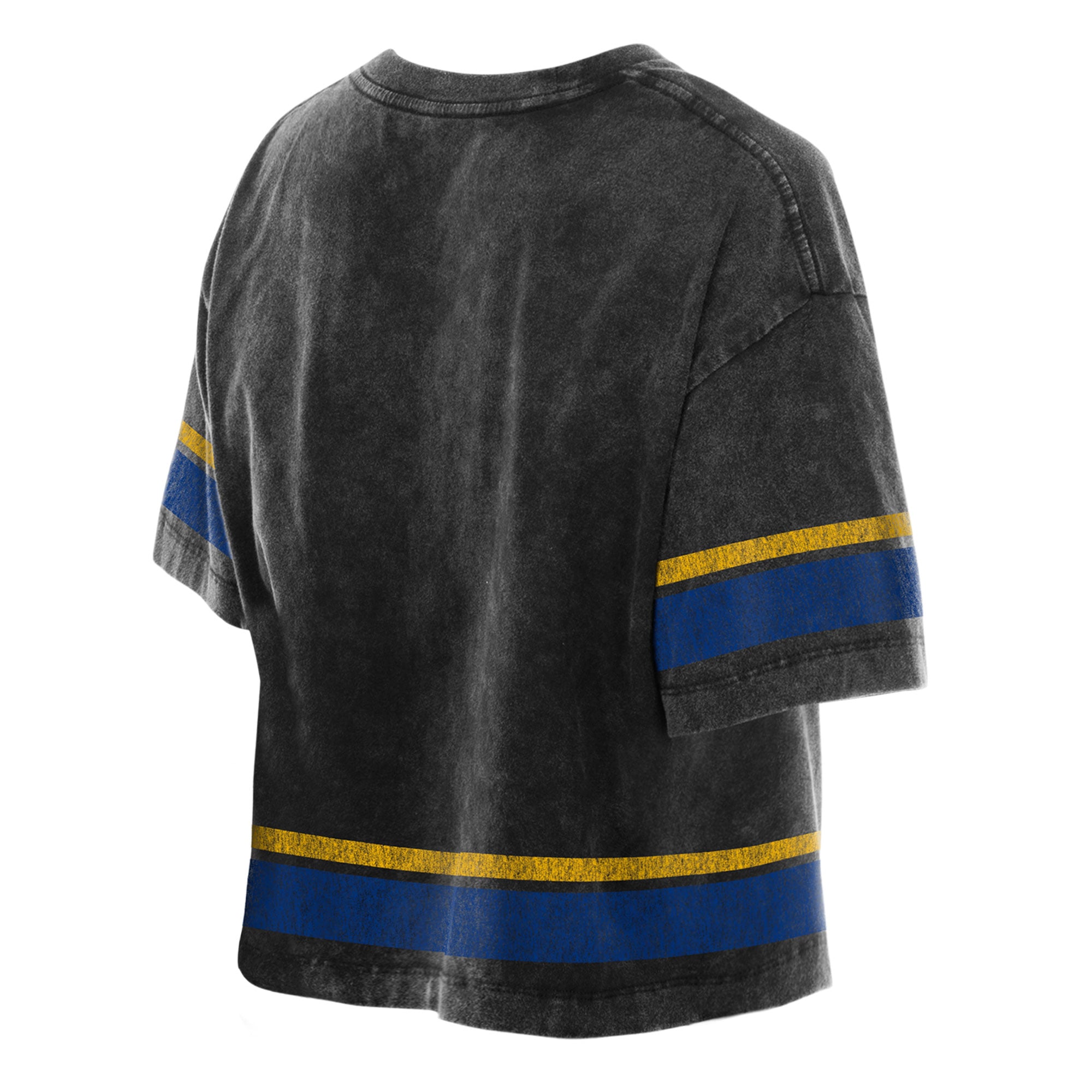 T-shirt court New Era Golden State Warriors noir pour femme, coupe carrée, délavage minéral