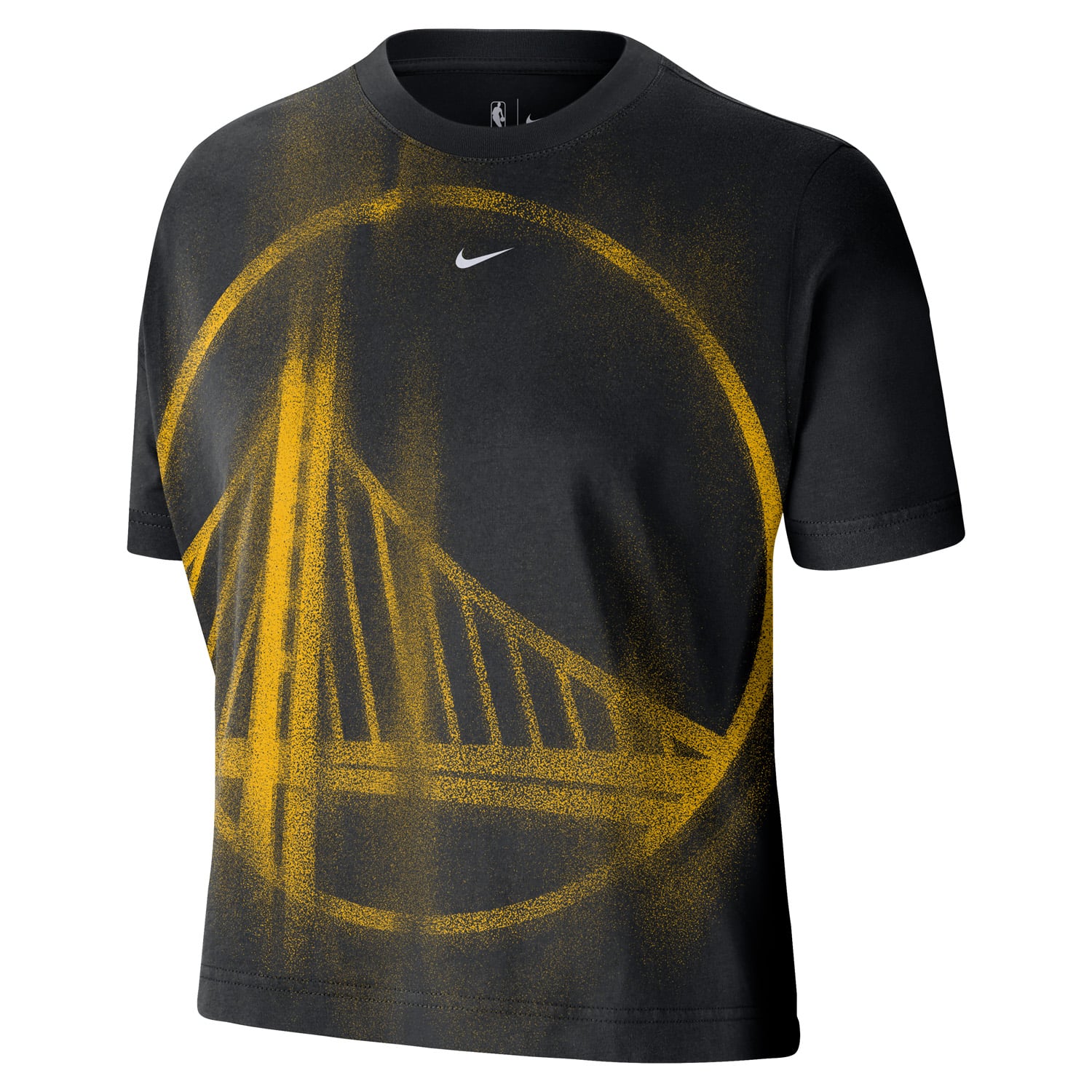 T-shirt court Nike Golden State Warriors 2026 Standard Issue Practice Icon noir pour femme