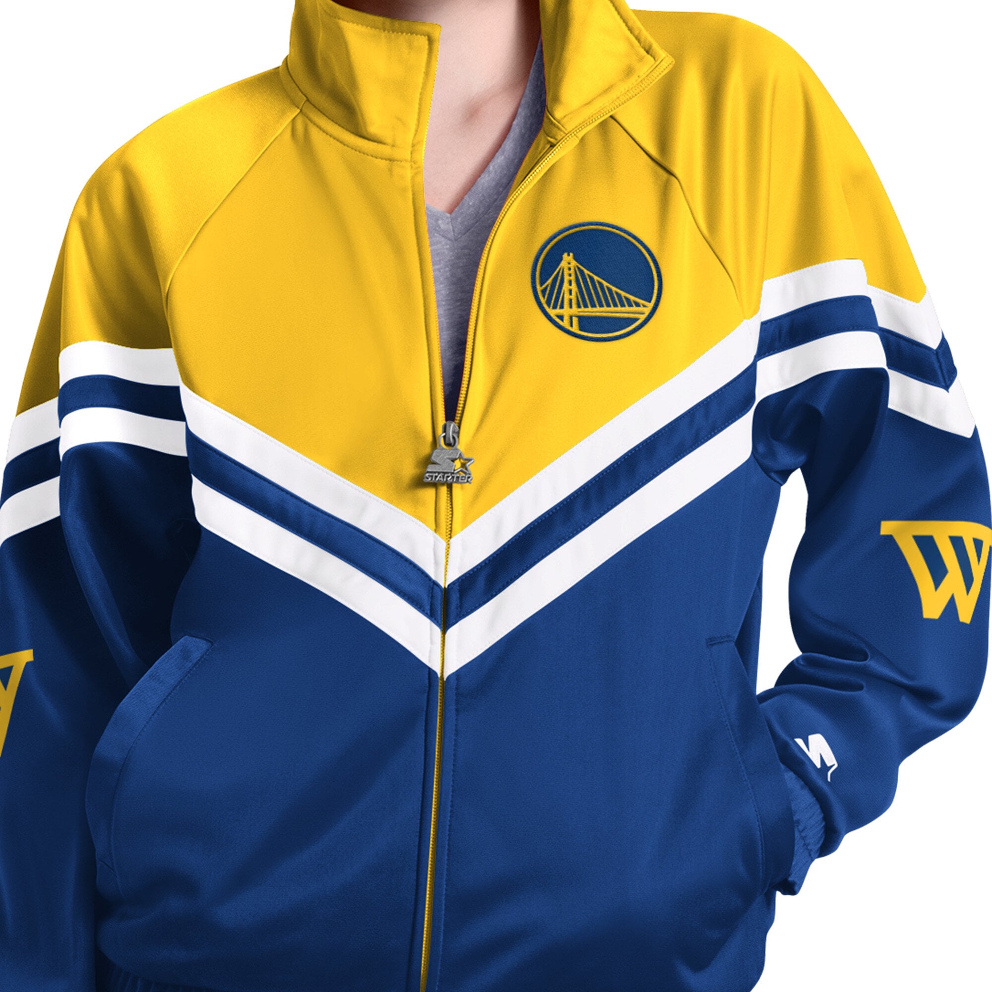 Veste de survêtement zippée intégrale Starter Royal Golden State Warriors Fan Club pour femmes