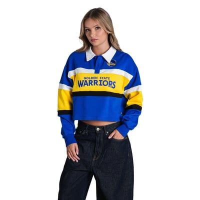  Golden State Warriors The Wild Collective Women's Long Sleeve Crop Polo - Royal
