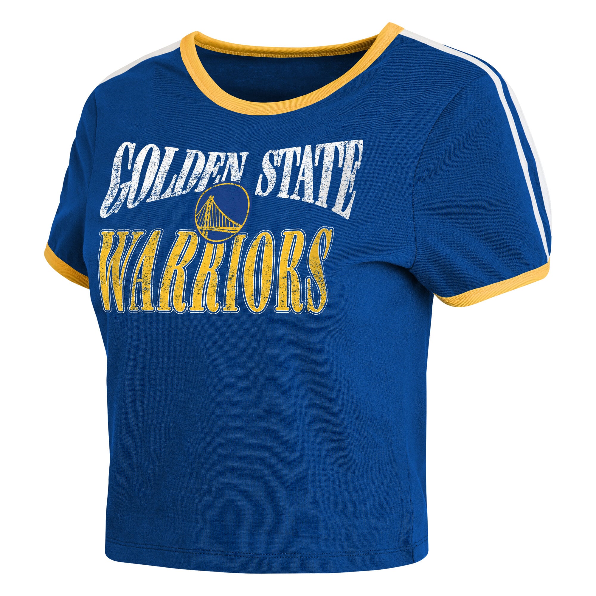 Women's WEAR by Erin Andrews  Royal Golden State Warriors Ringer Baby T-Shirt