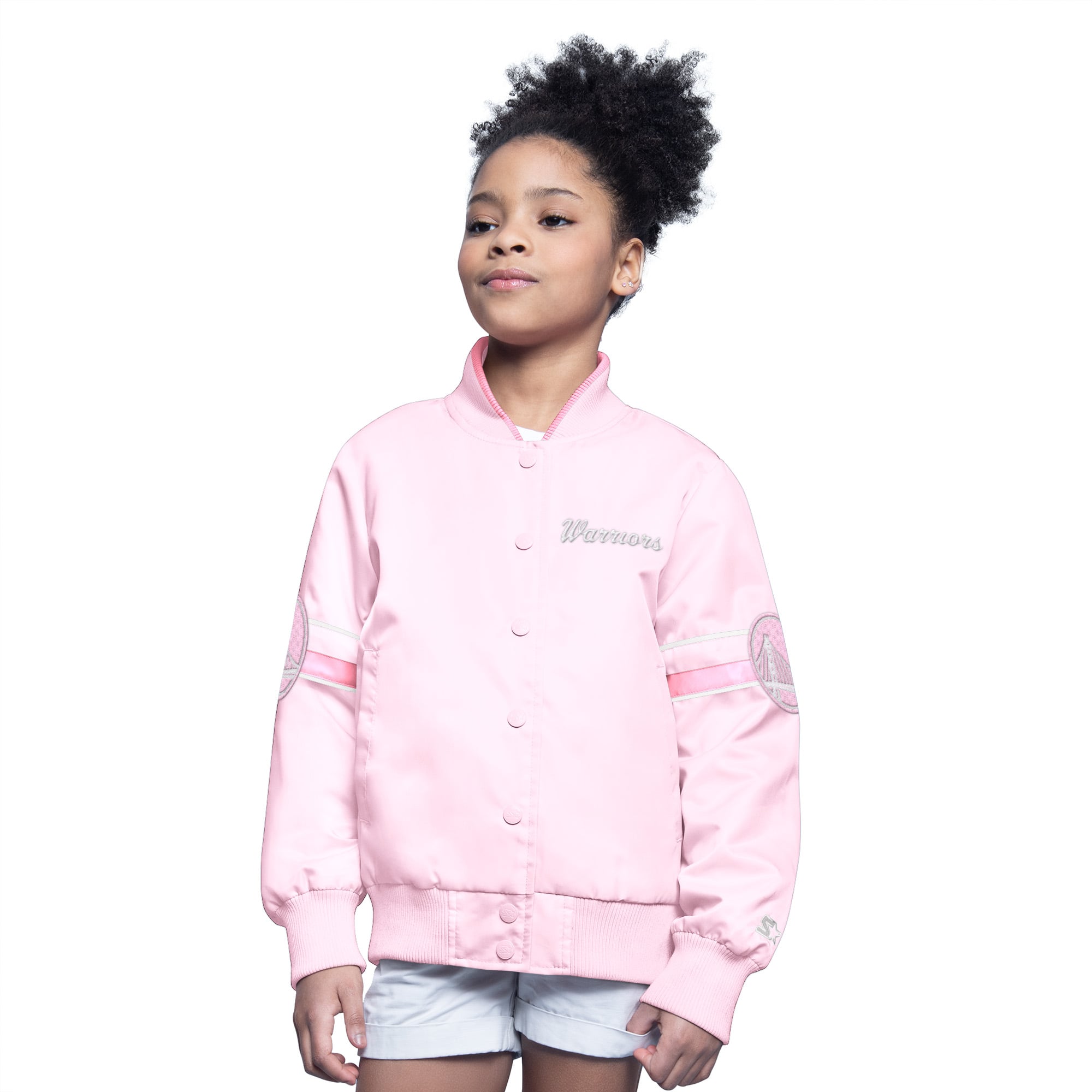 Youth Starter Light Pink Golden State Warriors Arena Full-Snap 