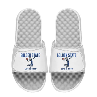  Golden State Warriors ISlide Youth Life Is Good Slide Sandals - White