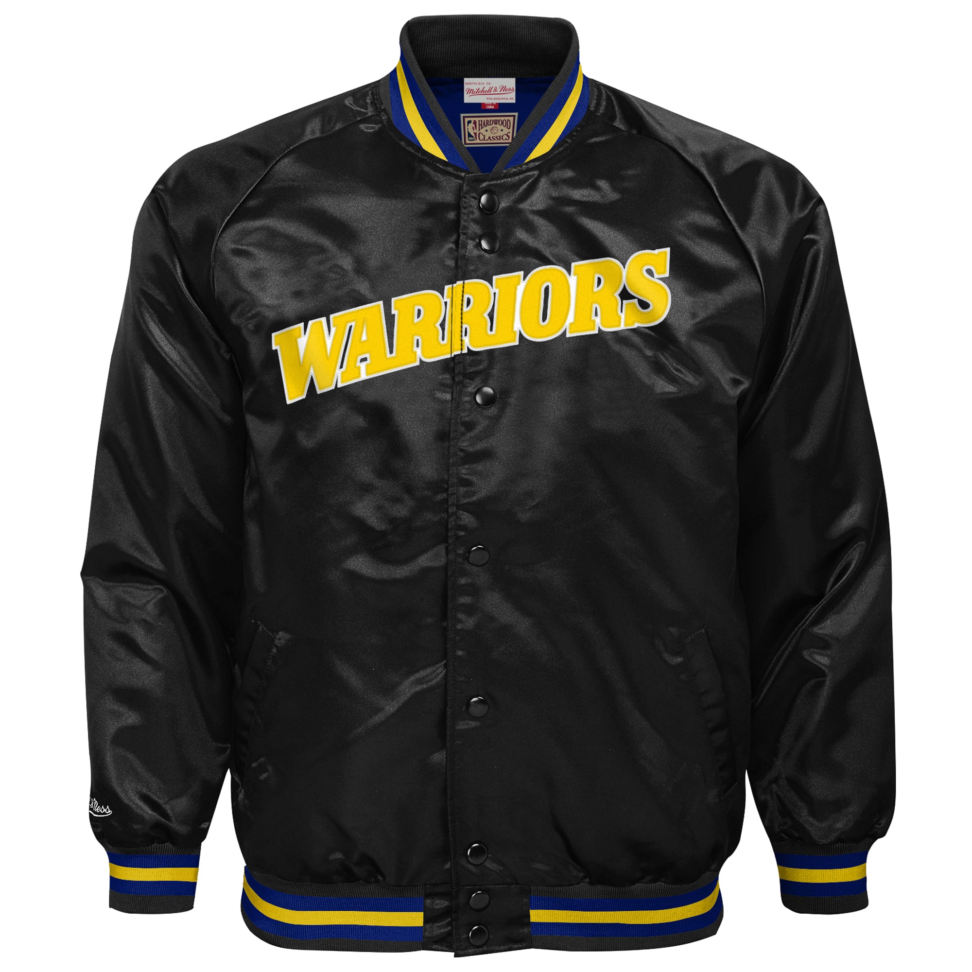 Youth Mitchell & Ness Black Golden State Warriors Lightweight Satin Raglan Full-Snap Jacket