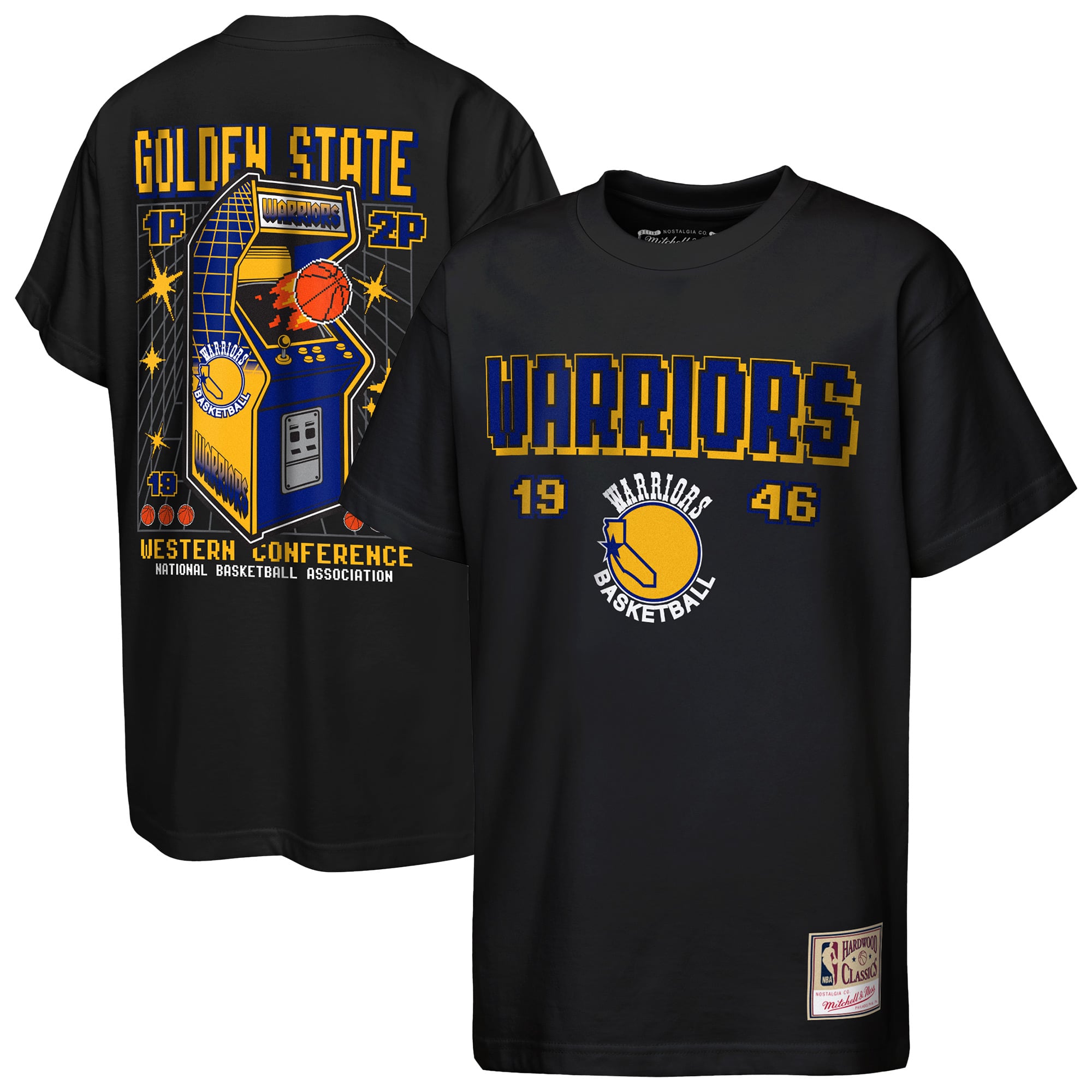 T-shirt rétro arcade Mitchell & Ness Golden State Warriors noir pour enfant