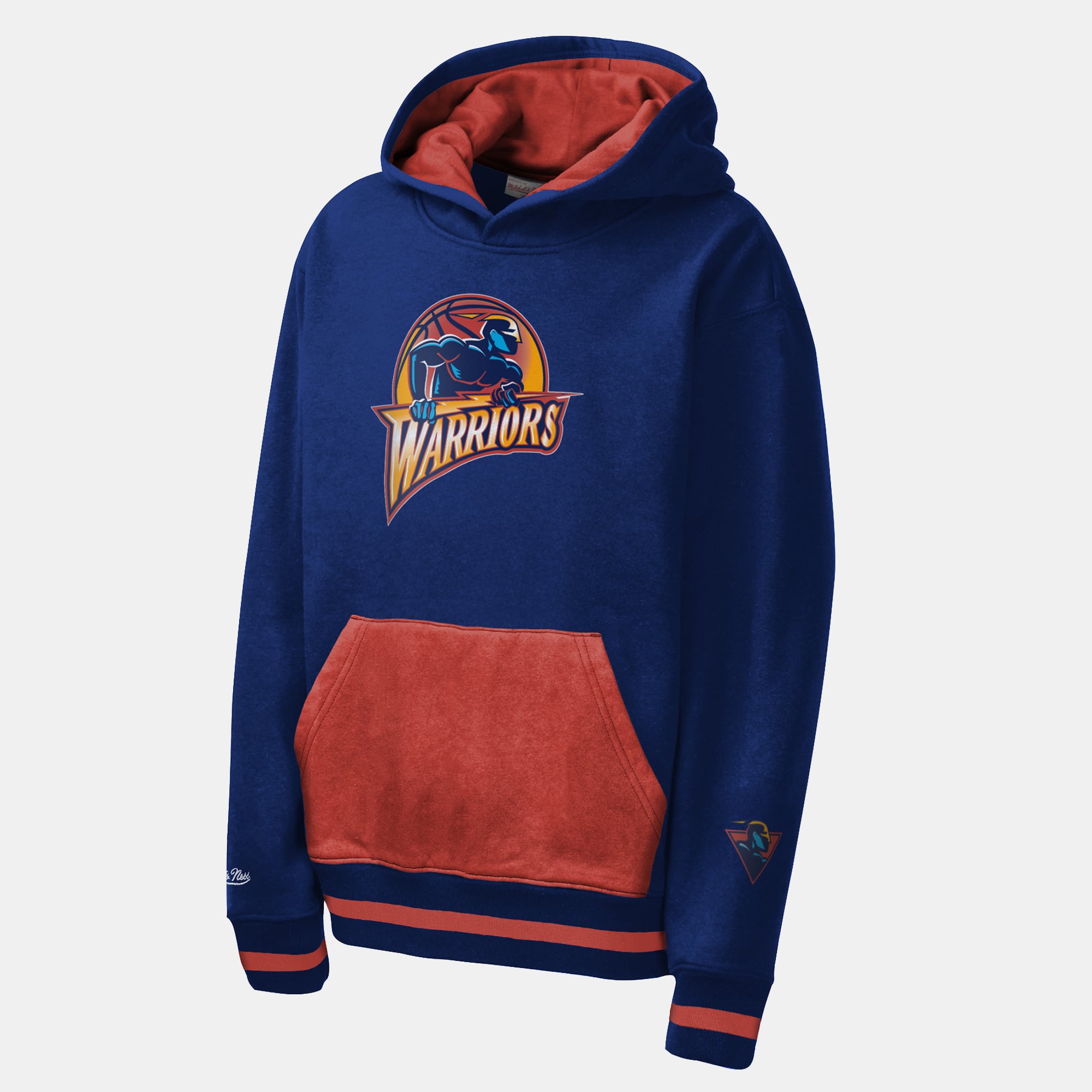 Youth Mitchell & Ness Navy Golden State Warriors Playmaker Fashion Fleece Hoodie