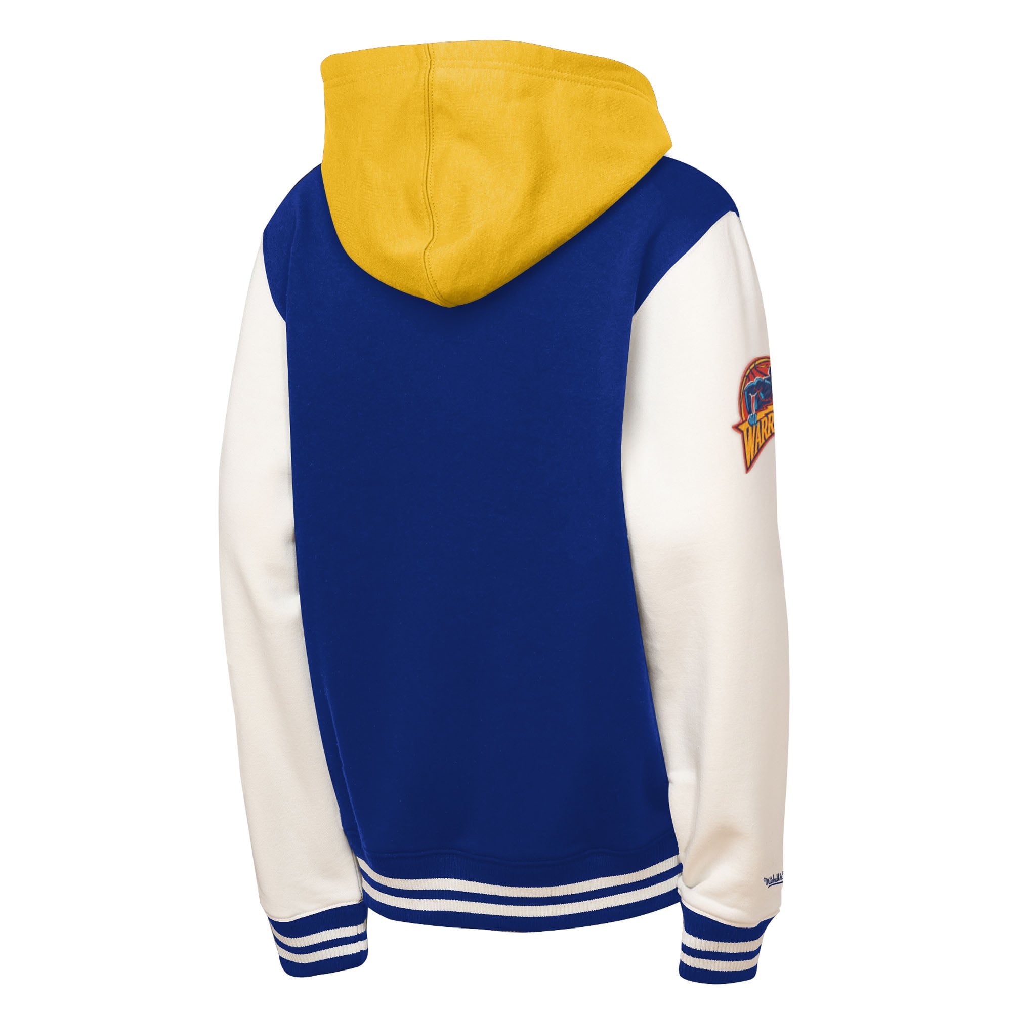Youth Mitchell & Ness Royal Golden State Warriors Hardwood Classics Courtside Fleece Full-Snap Hoodie Jacket