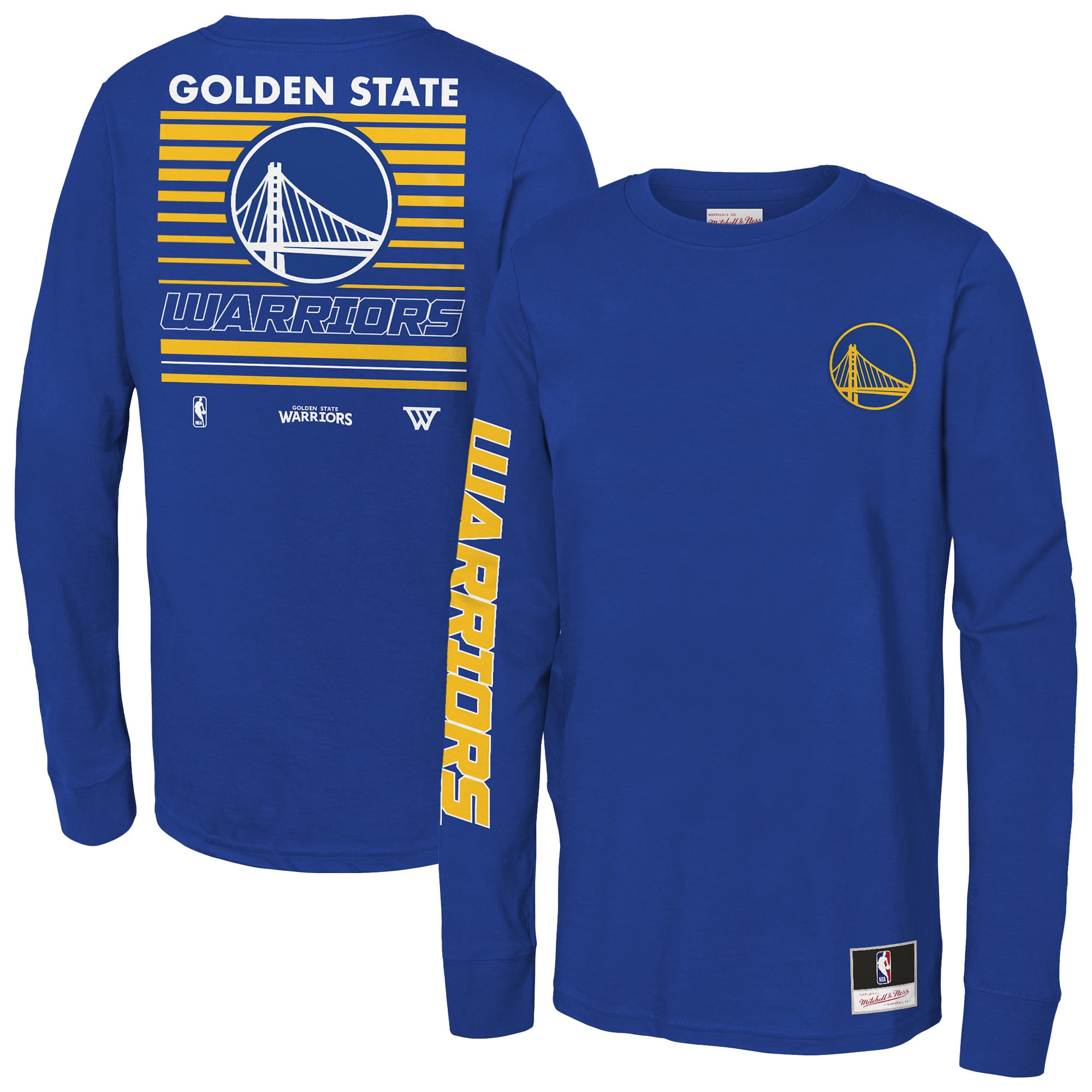 T-shirt à manches longues Mitchell & Ness Royal Golden State Warriors Triple Play pour enfant