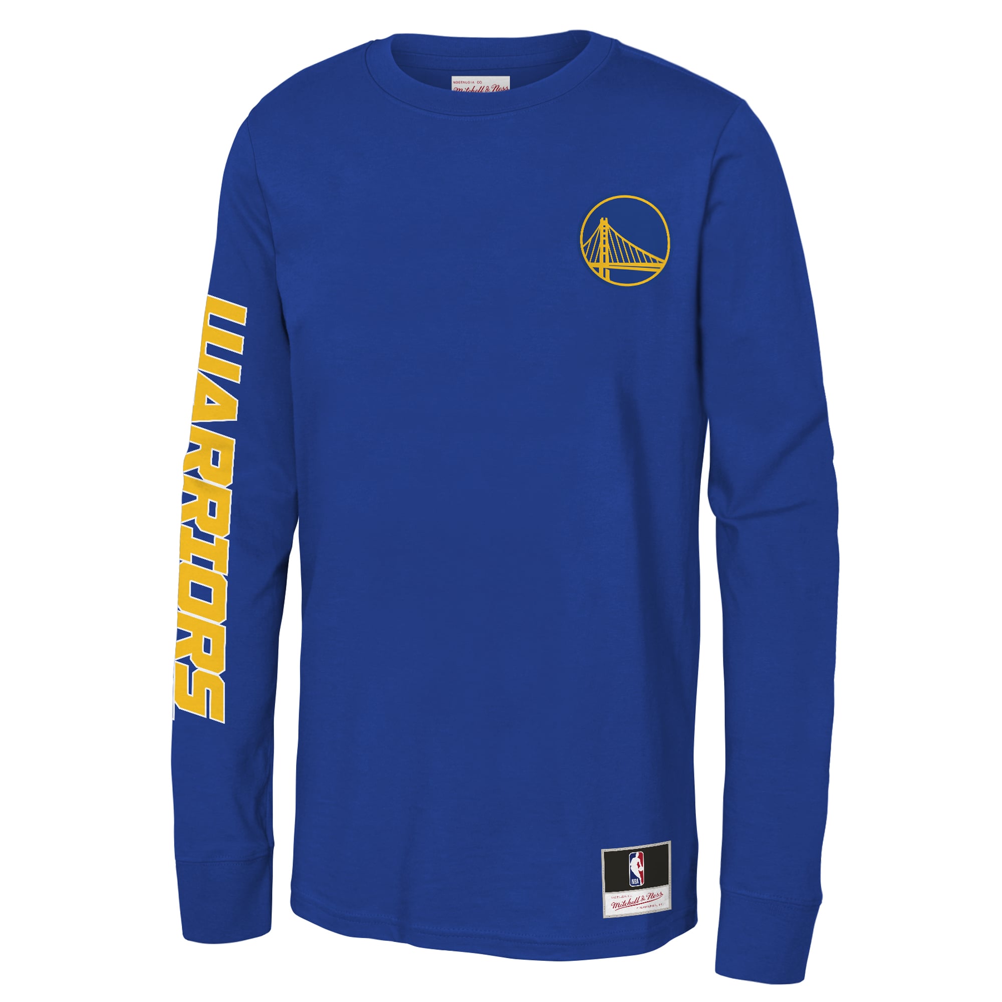 T-shirt à manches longues Mitchell & Ness Royal Golden State Warriors Triple Play pour enfant