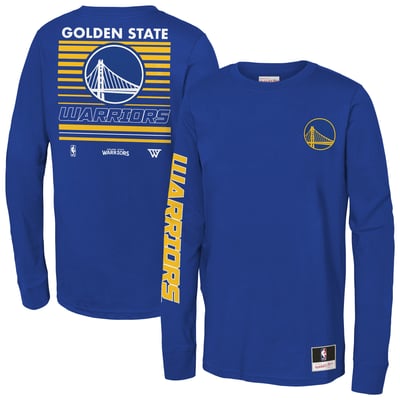 Golden State Warriors Mitchell & Ness Youth Triple Play Long Sleeve T-Shirt - Royal