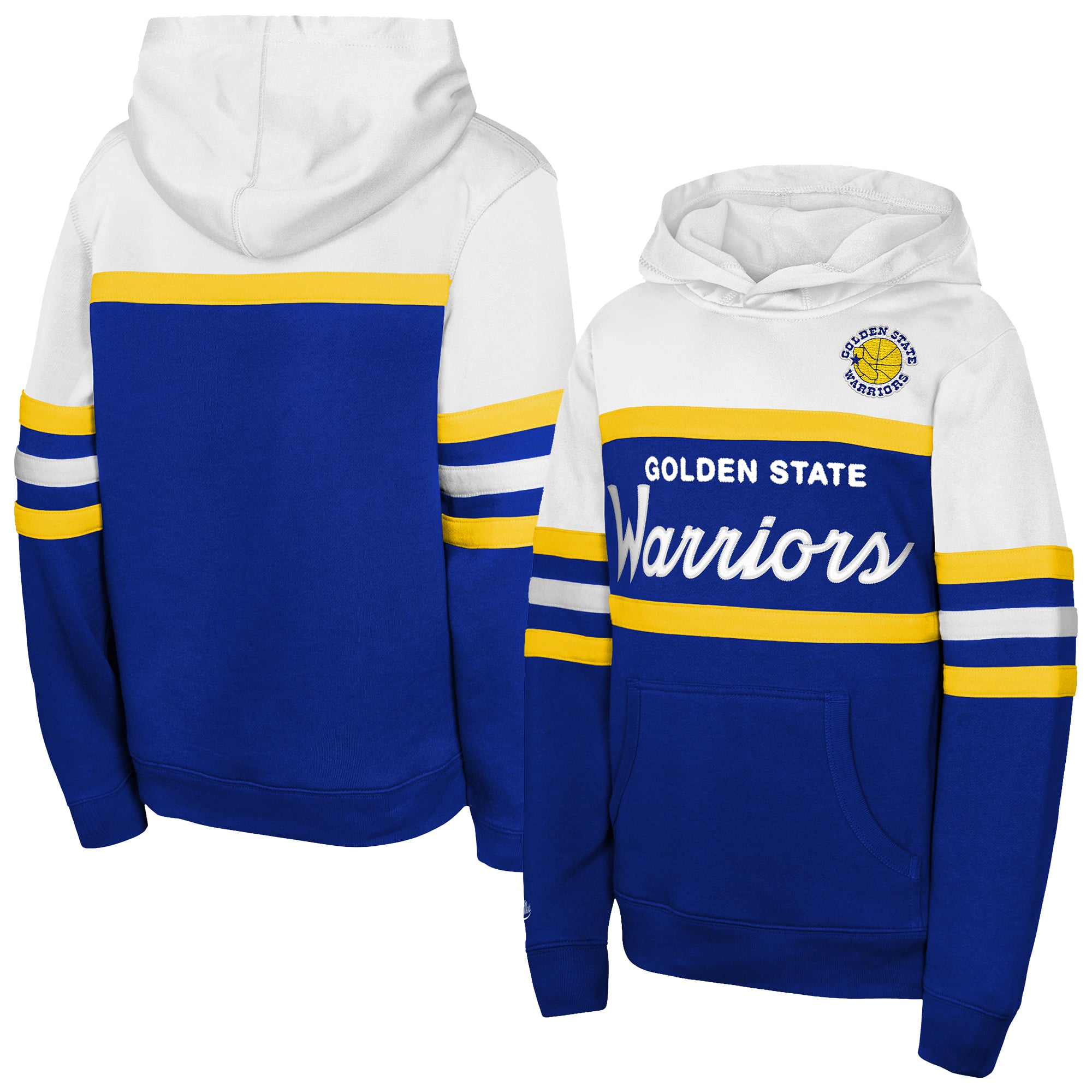 Sweat à capuche vintage Mitchell & Ness Golden State Warriors pour enfant, bleu roi et blanc