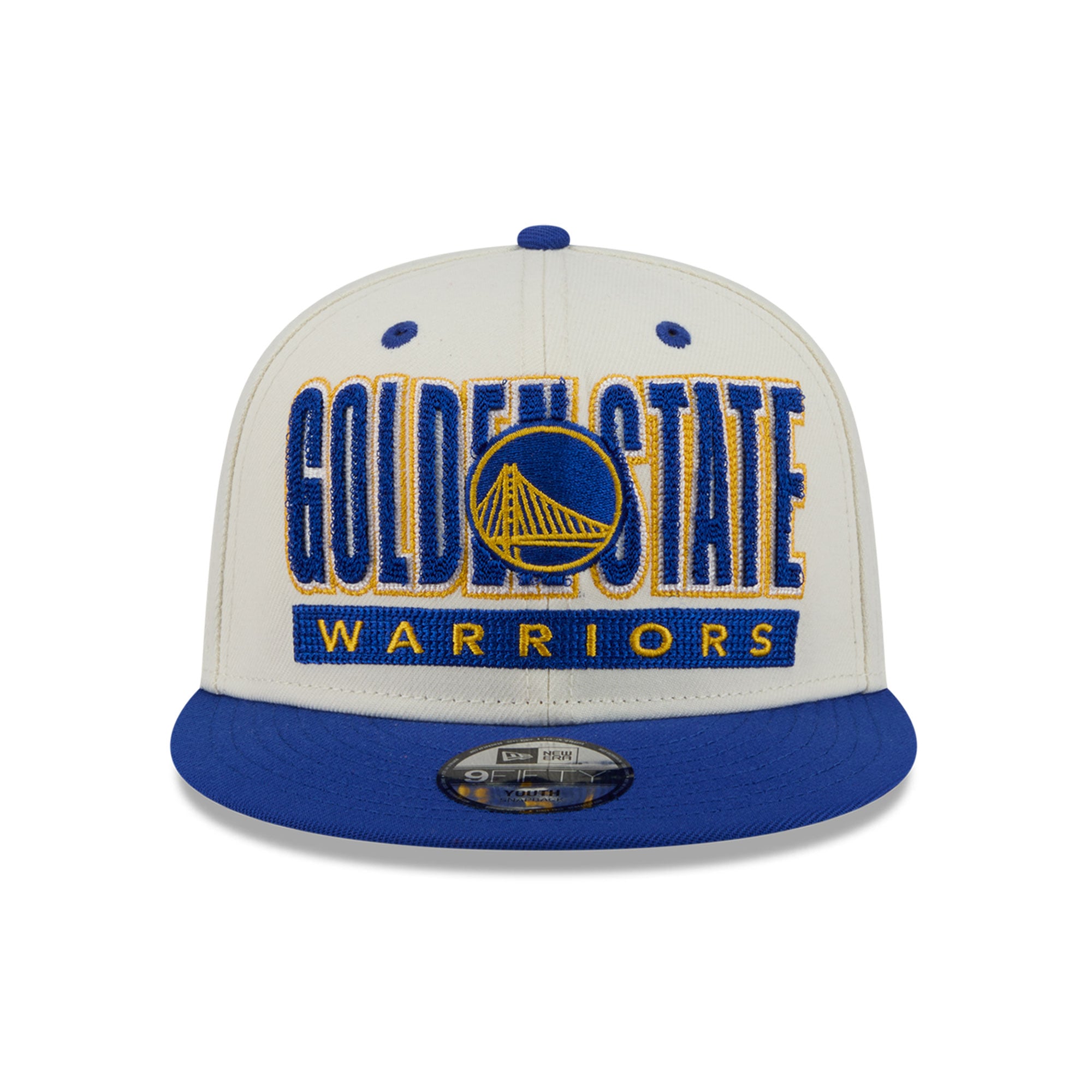 Casquette snapback New Era Classic 9FIFTY crème/bleu roi pour jeunes Golden State Warriors