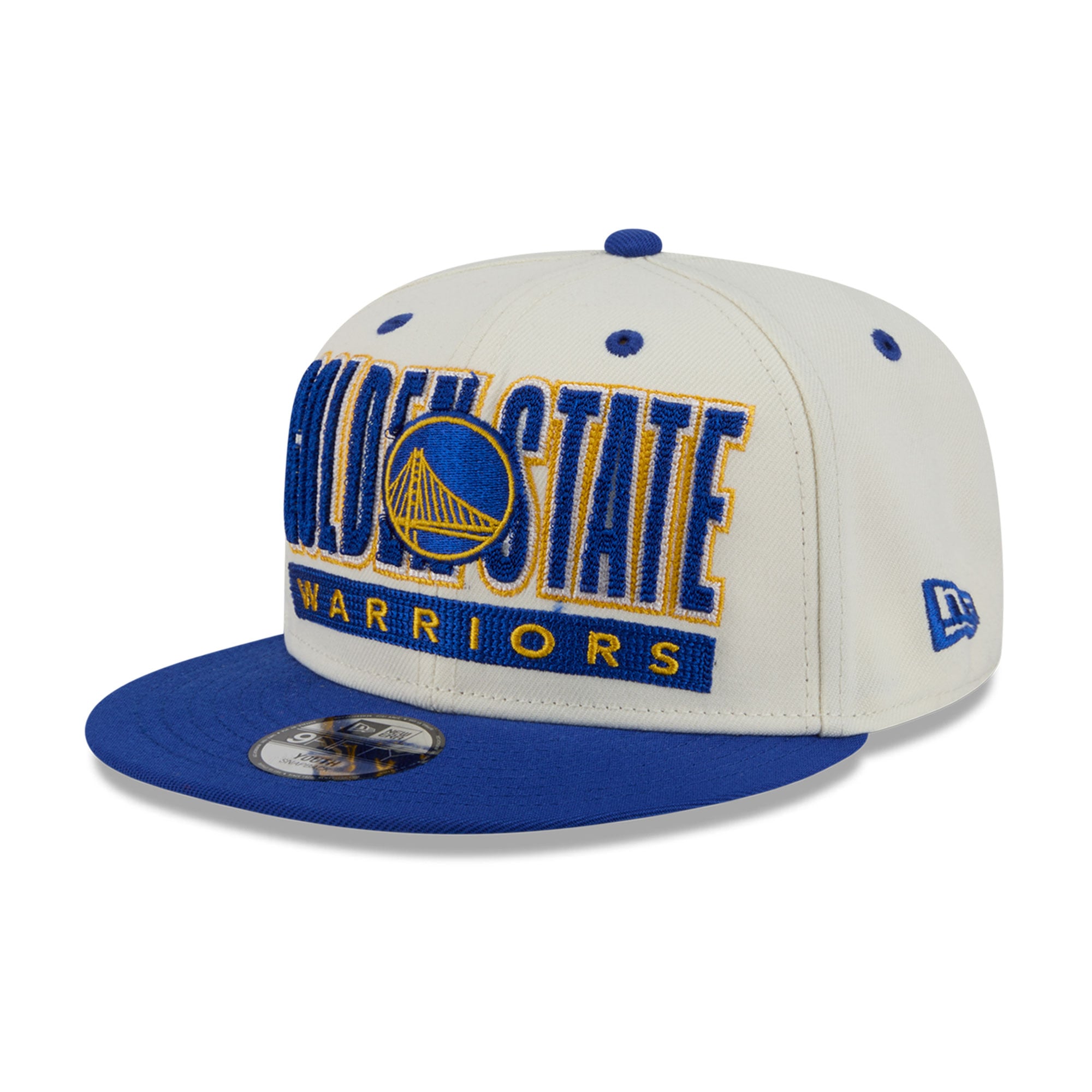 Casquette snapback New Era Classic 9FIFTY crème/bleu roi pour jeunes Golden State Warriors