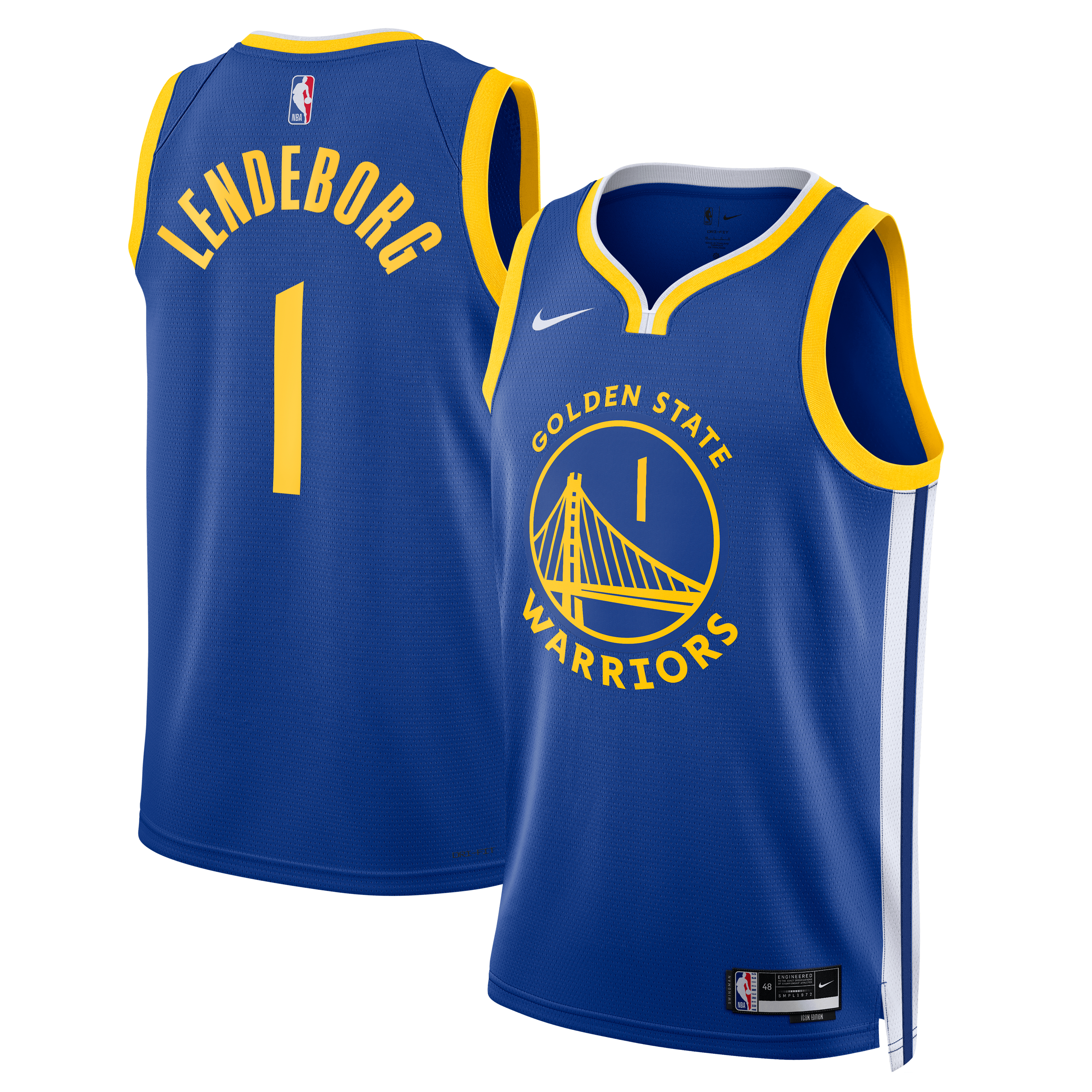 Youth Nike Yaxel Lendeborg Royal Golden State Warriors Swingman Jersey - Icon Edition