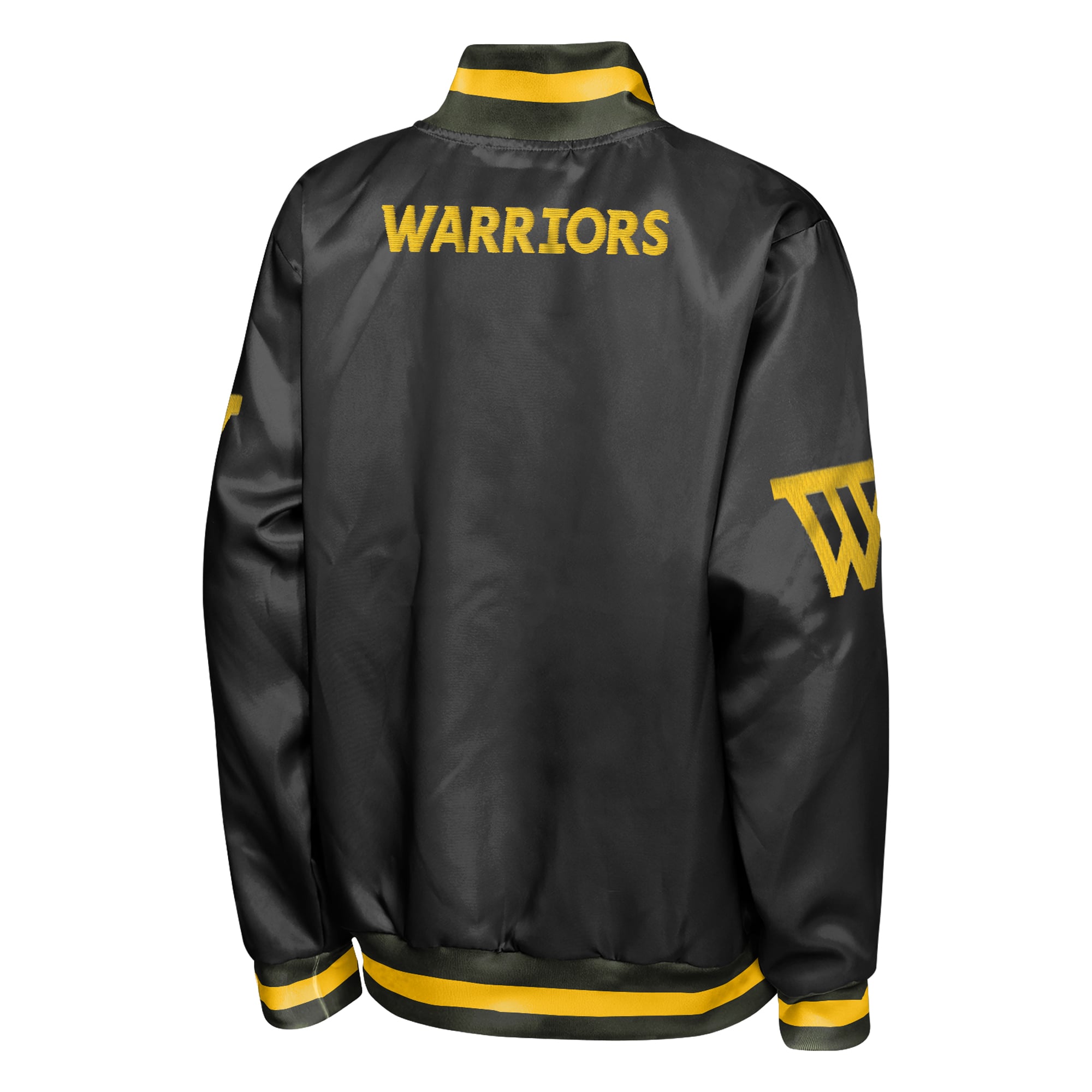 Veste légère en satin noir à boutons-pression Golden State Warriors Statement Edition pour jeunes de la marque Outerstuff.