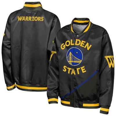 Golden State Warriors Outerstuff Youth Statement Edition Lightweight Full-Snap Satin Jacket - Black
