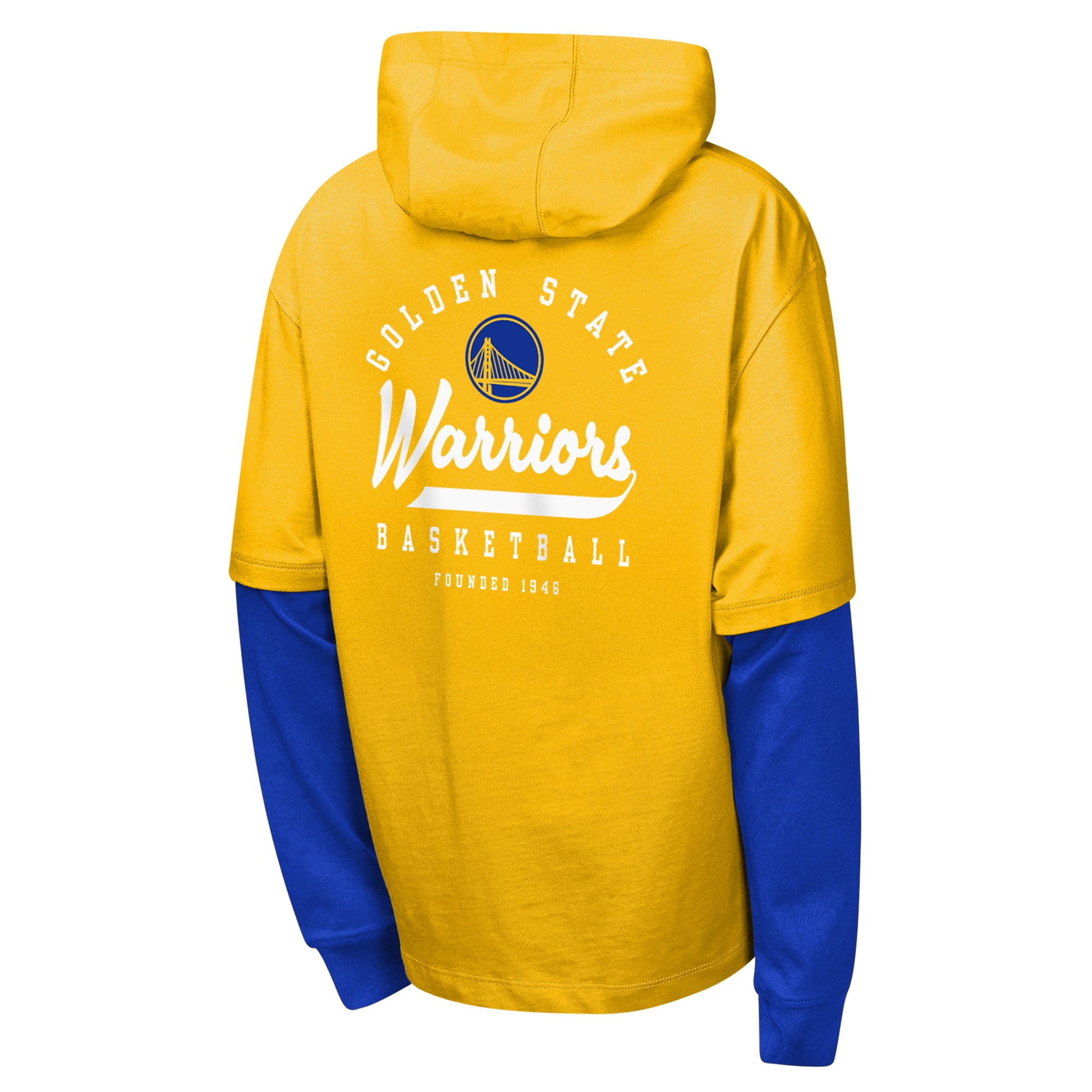 T-shirt à capuche surdimensionné en faux nickel doré Golden State Warriors pour jeunes Outerstuff