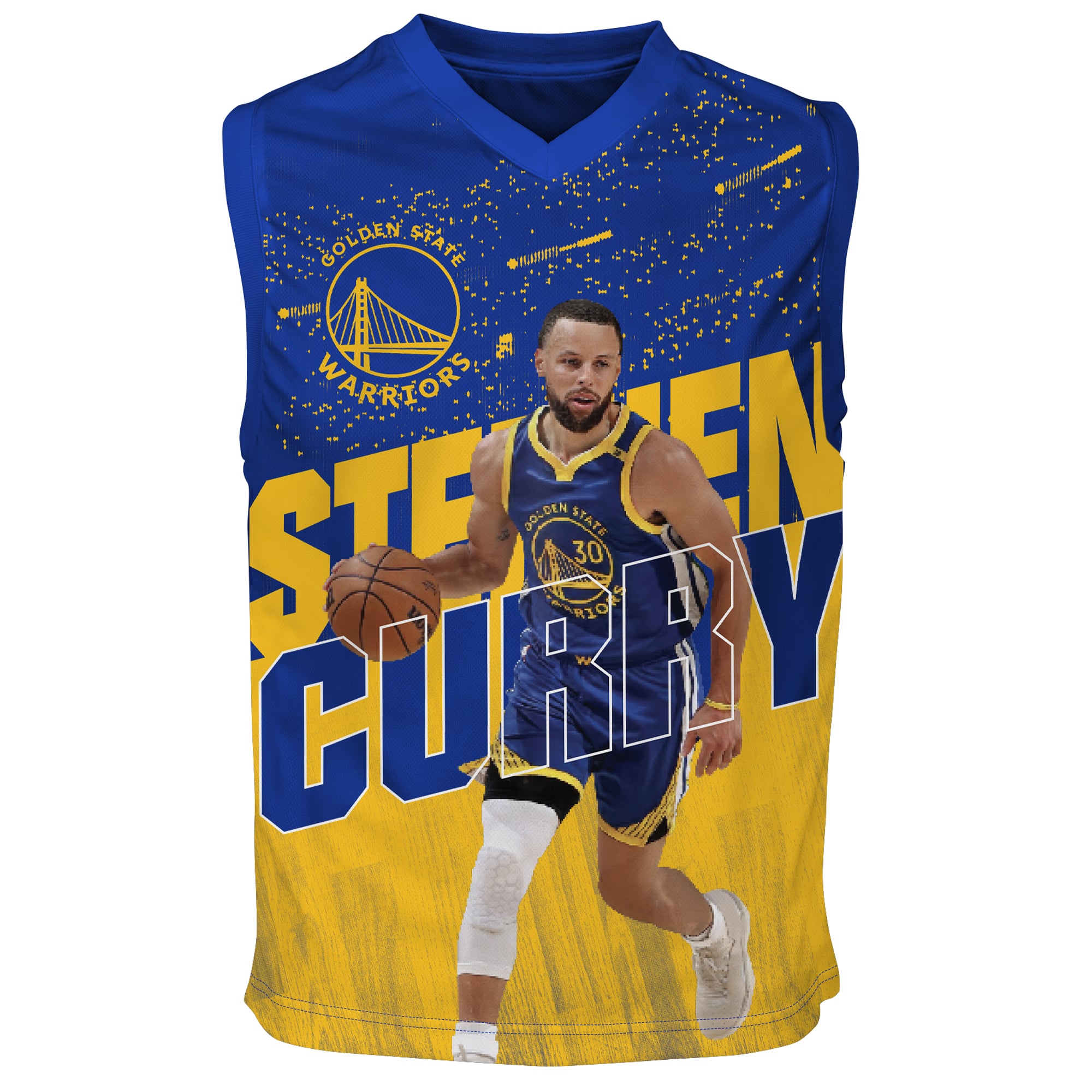 Maillot de jeu iconique Stephen Curry Royal Golden State Warriors pour jeunes