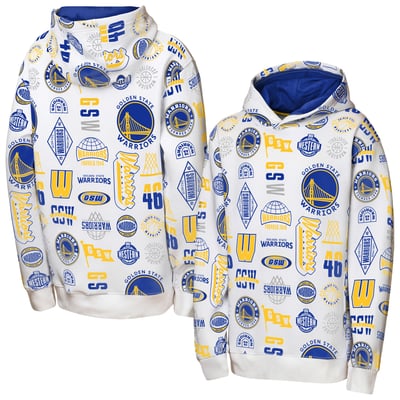 Golden State Warriors Outerstuff Youth 3-and-D Allover Hoodie - White