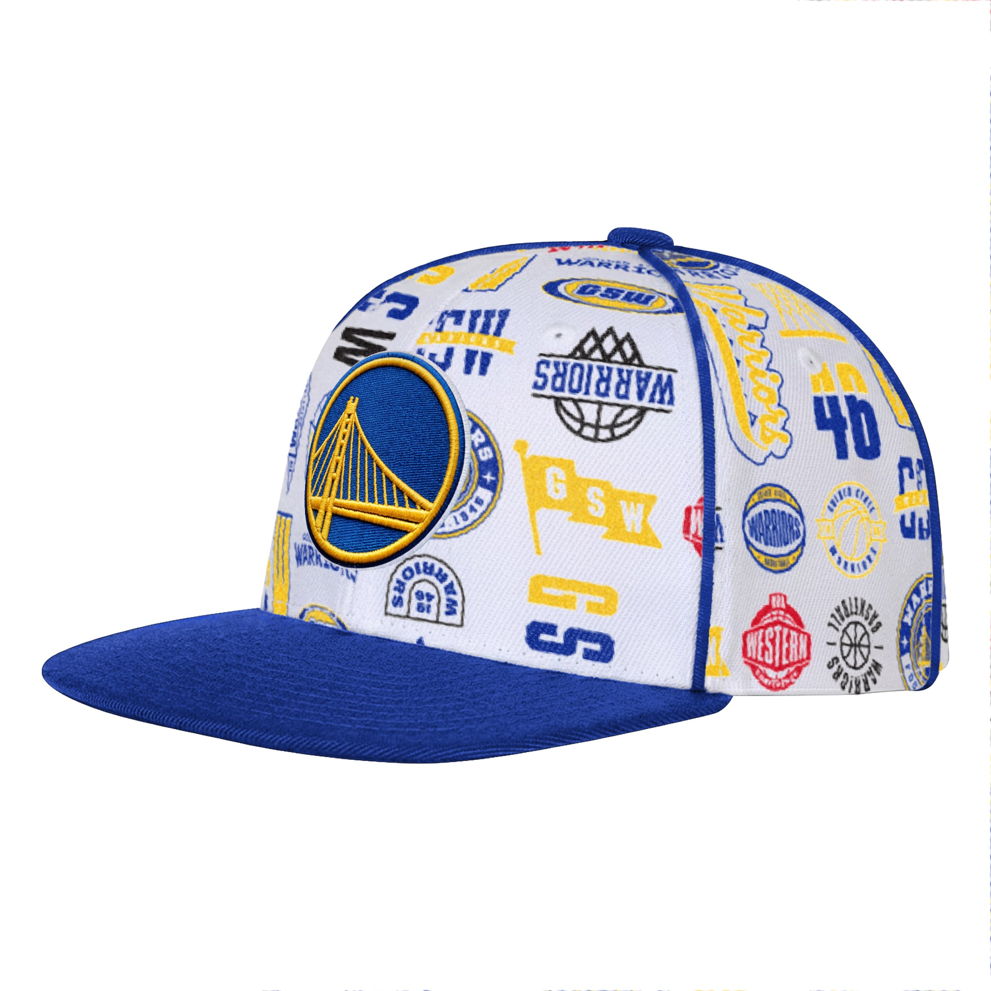 Youth Outerstuff White Golden State Warriors Piped Up Snapback Hat