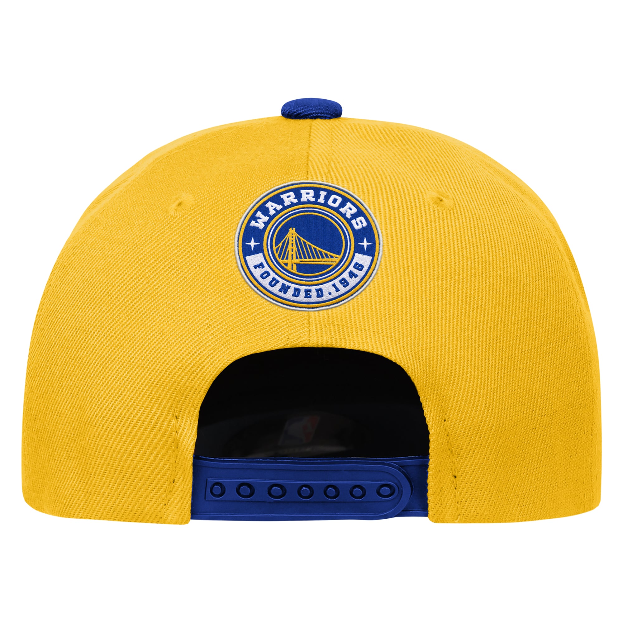 Casquette Youth Outerstuff blanche/bleu roi avec logo Golden State Warriors Three Pro Pinch pré-courbée et ajustable